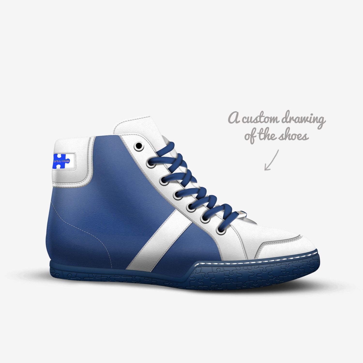 High Top Spectrum custom made in Italy shoes by Scott Thomas | Sketch view