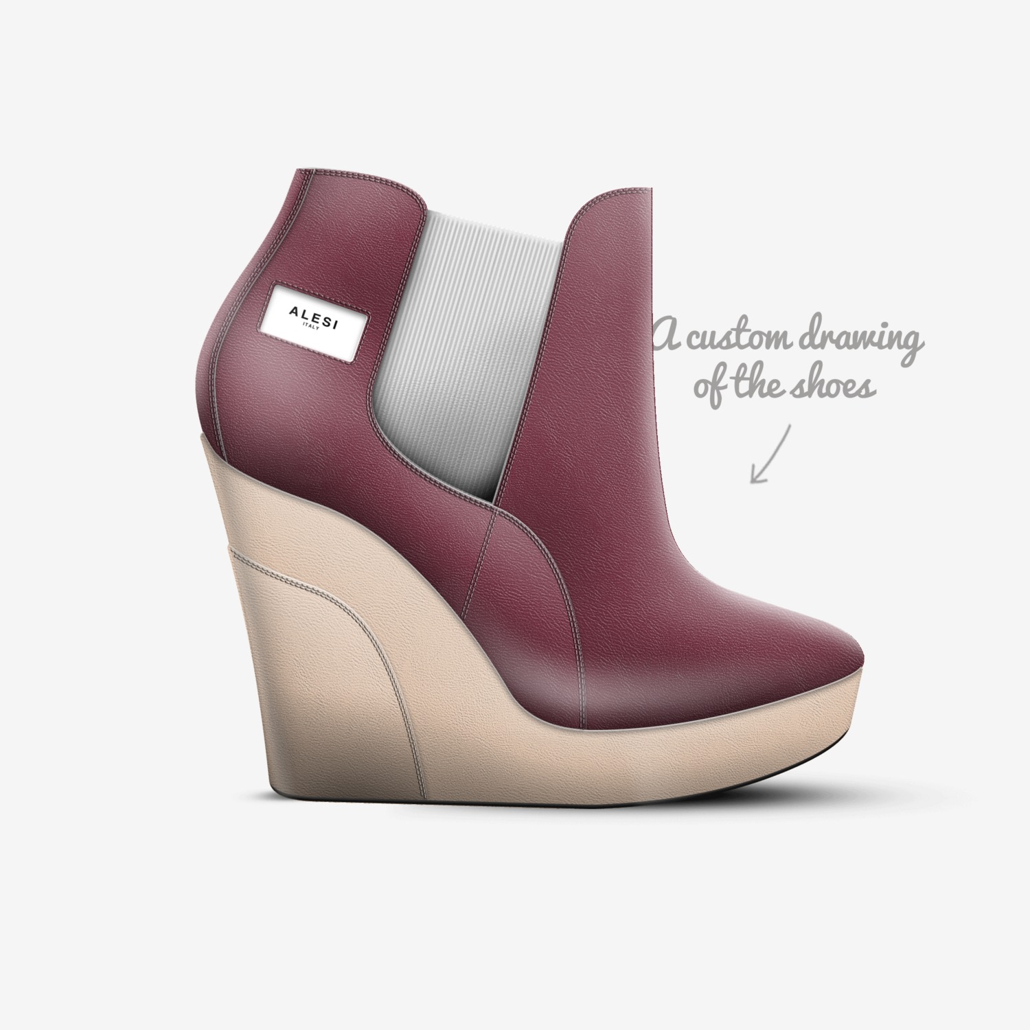 Alesi Wedge custom made in Italy shoes by Lonanthony Parker | Sketch view