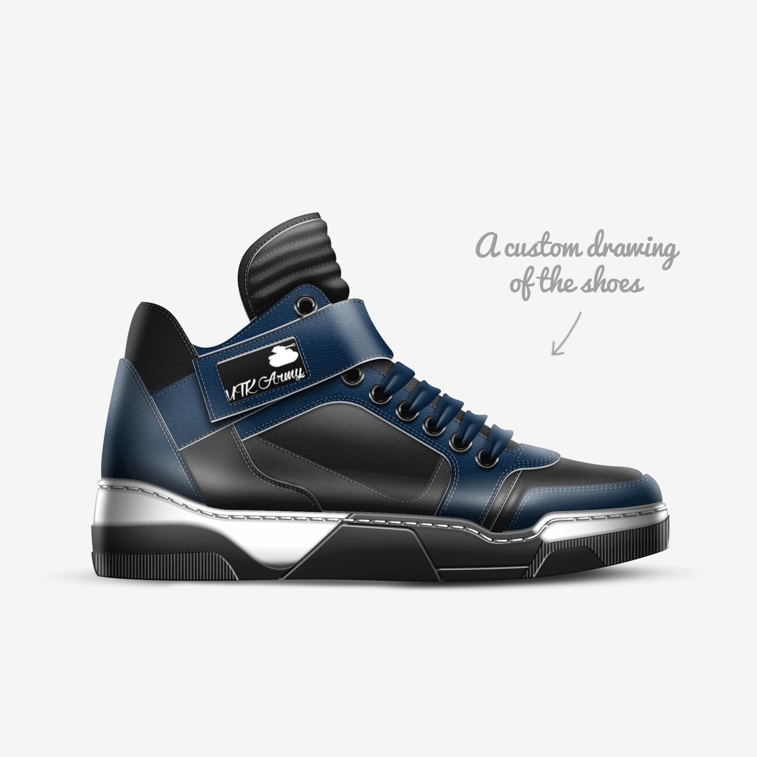 MTK Army II custom made in Italy shoes by Migz King | Sketch view
