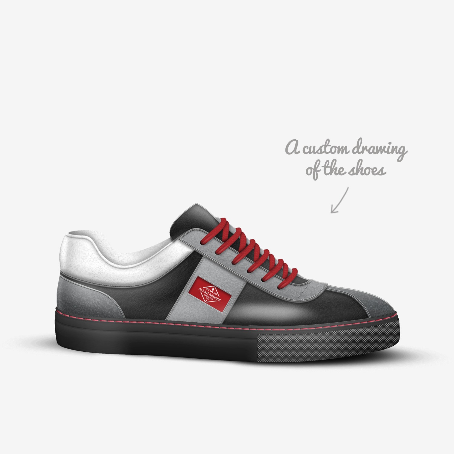 Allah Akbars custom made in Italy shoes by Rushil Girdhar | Sketch view