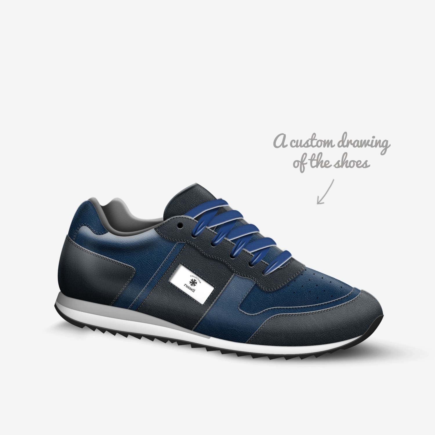 russell custom made in Italy shoes by Russell Humtsoe | Sketch view