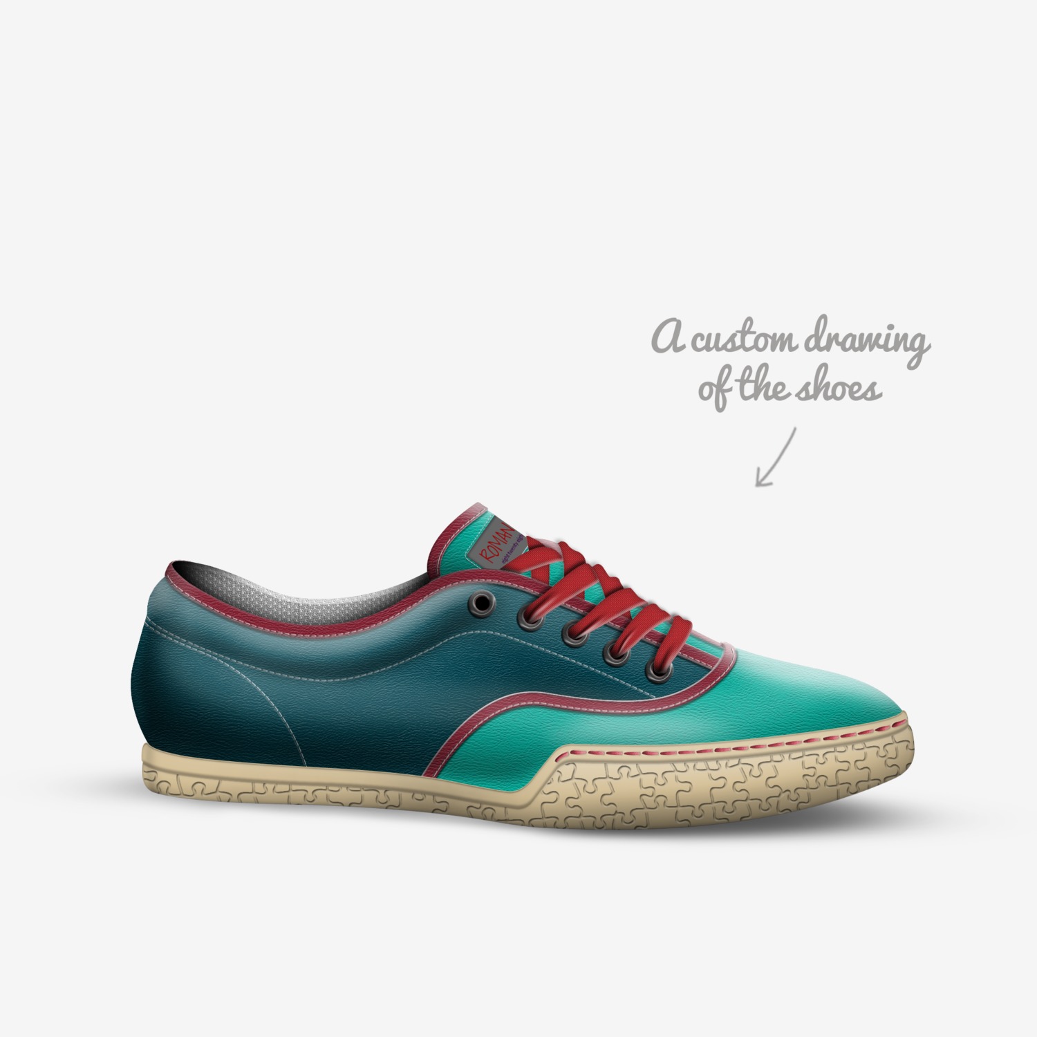 Romans custom made in Italy shoes by Chantel Head | Sketch view