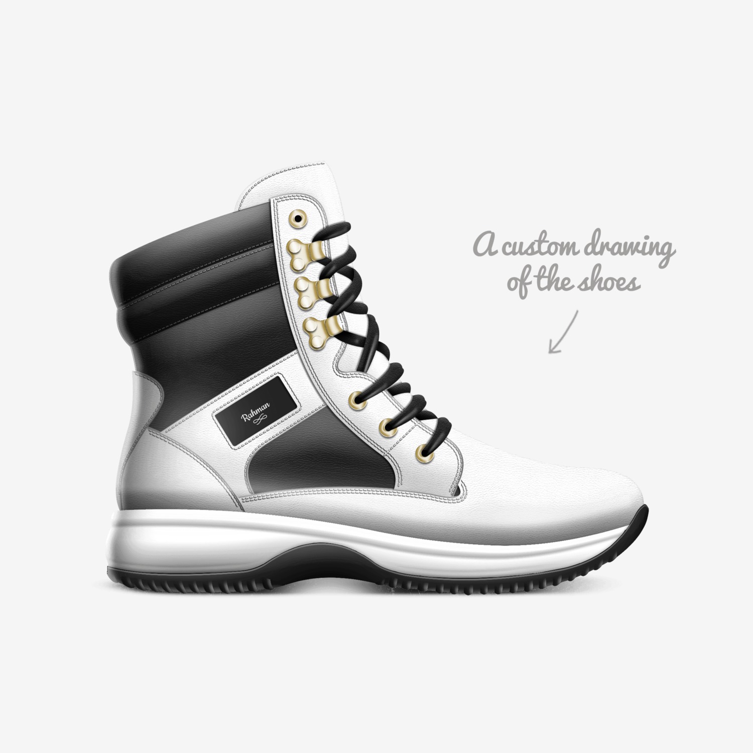 Rahman custom made in Italy shoes by Samir | Sketch view