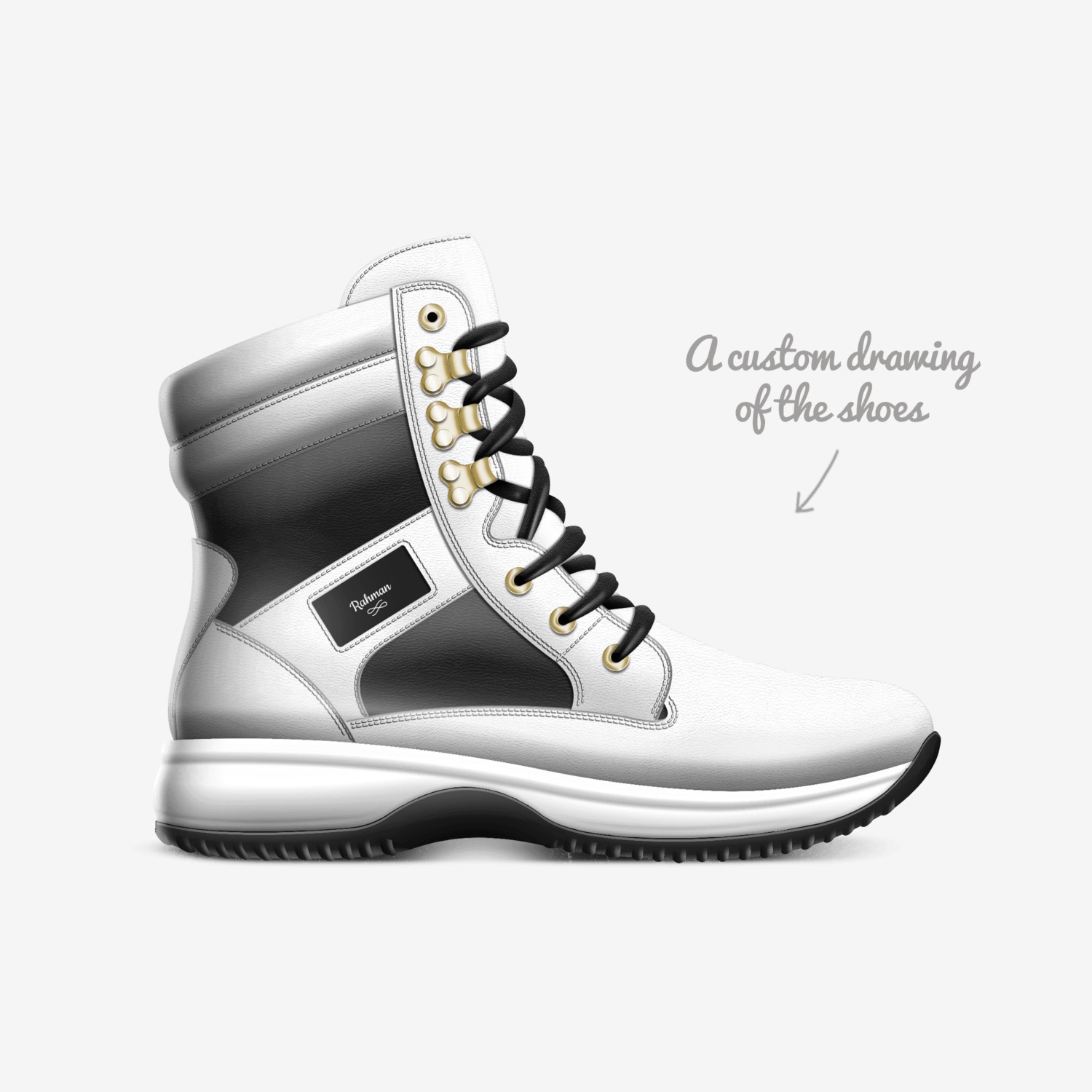 Rahman custom made in Italy shoes by Samir | Sketch view