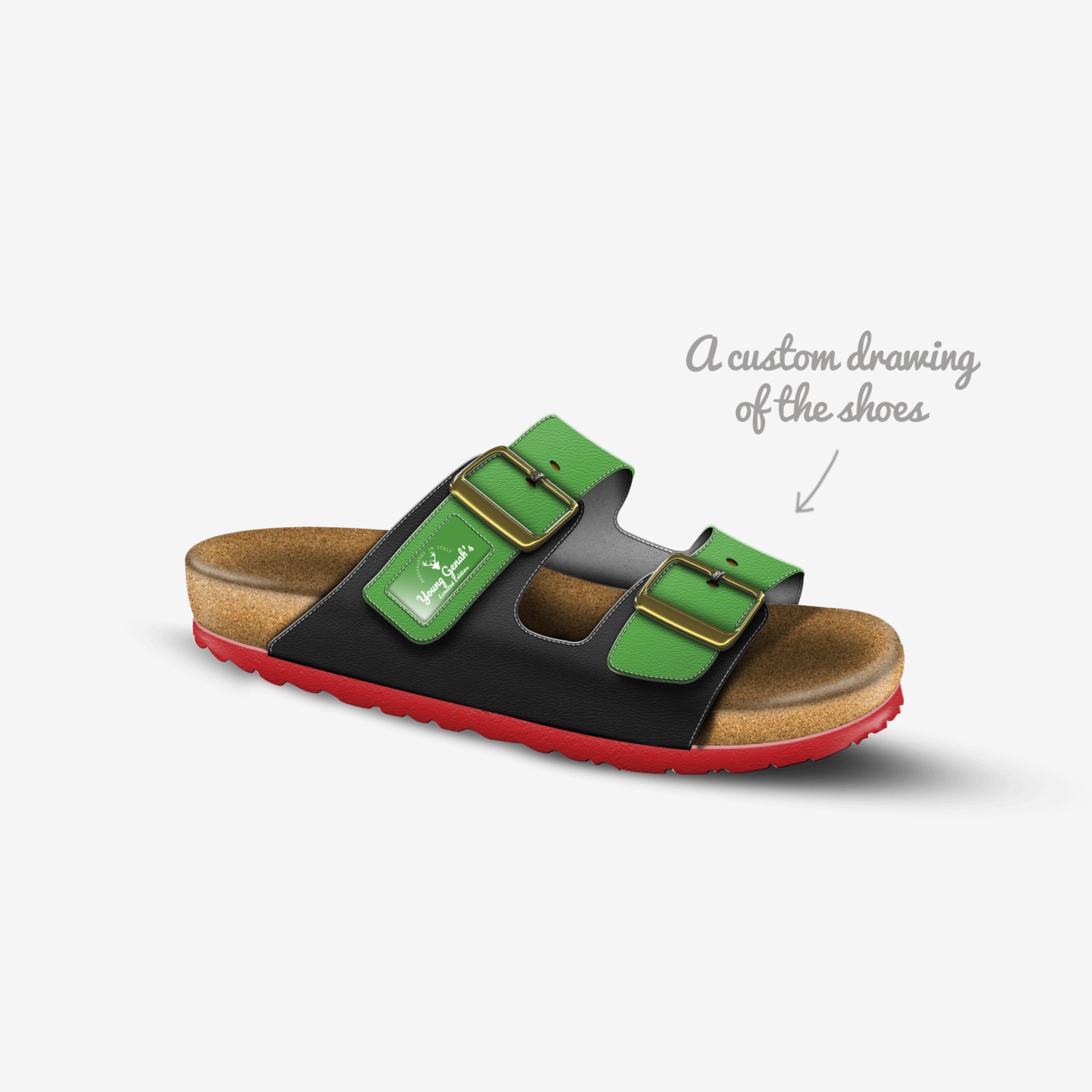 Young Genah's custom made in Italy shoes by Krishain Allen | Sketch view