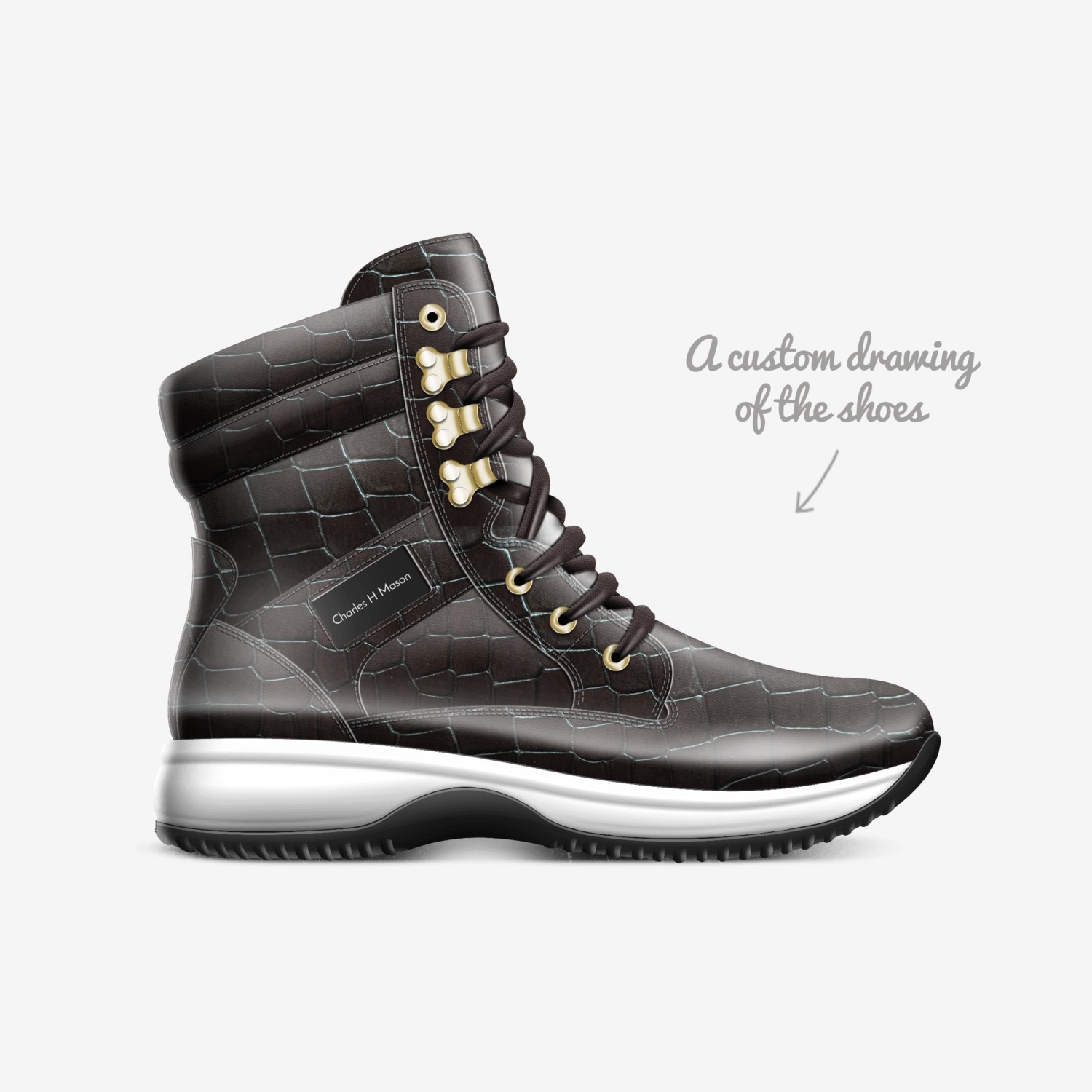 Charles H Mason custom made in Italy shoes by Sarastine Richey | Sketch view