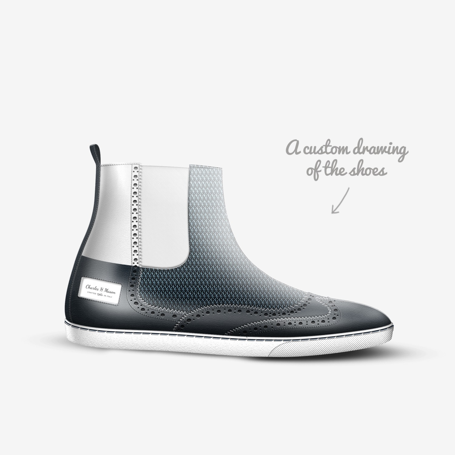 Charles H Mason custom made in Italy shoes by Sarastine Richey | Sketch view