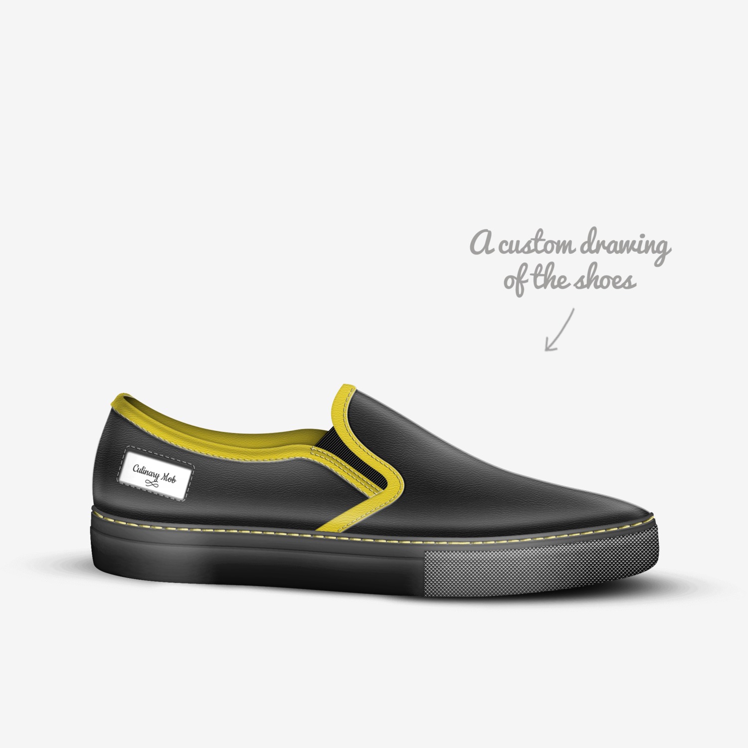 Culinary Mob custom made in Italy shoes by Barry Driggers | Sketch view