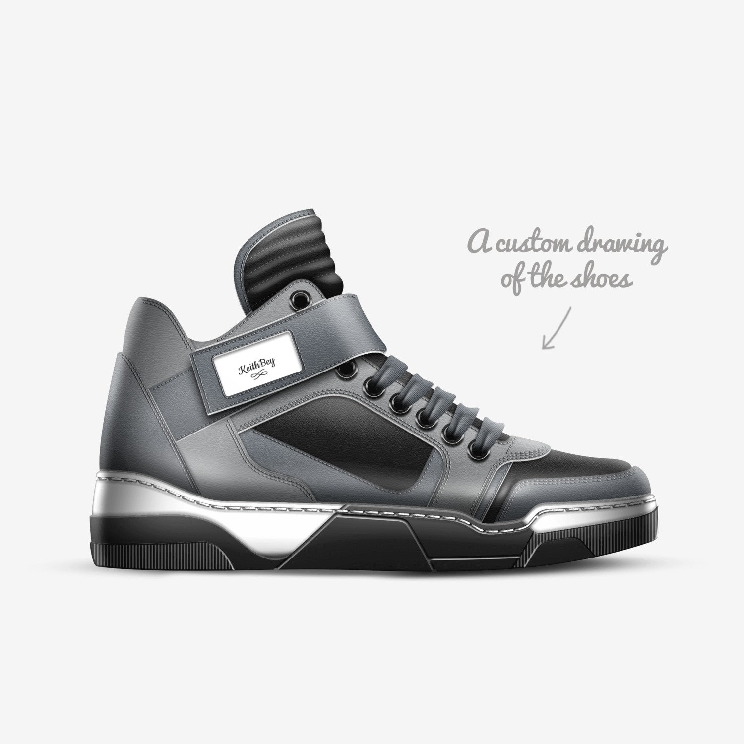 KeithBey custom made in Italy shoes by George Hill | Sketch view