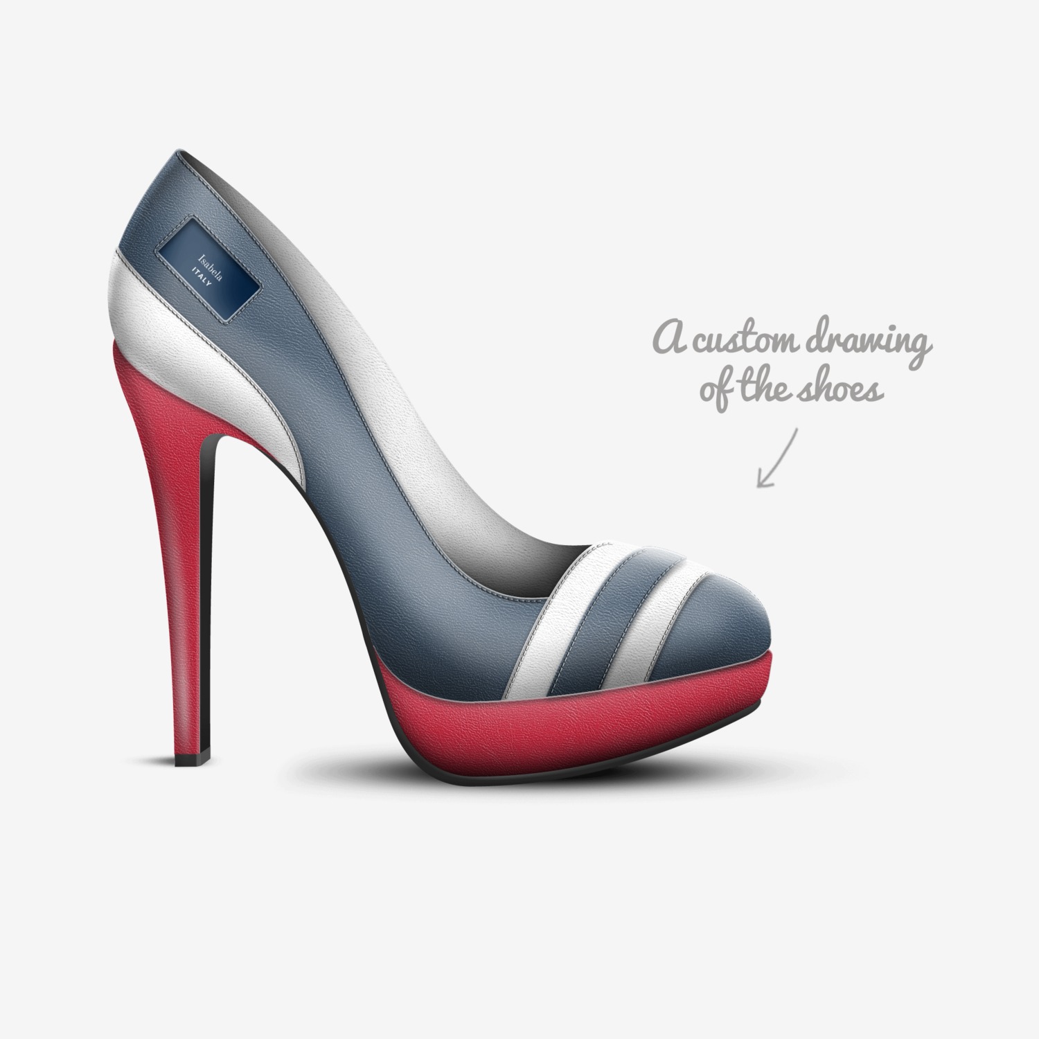 Isabela custom made in Italy shoes by Isabela Macavei | Sketch view