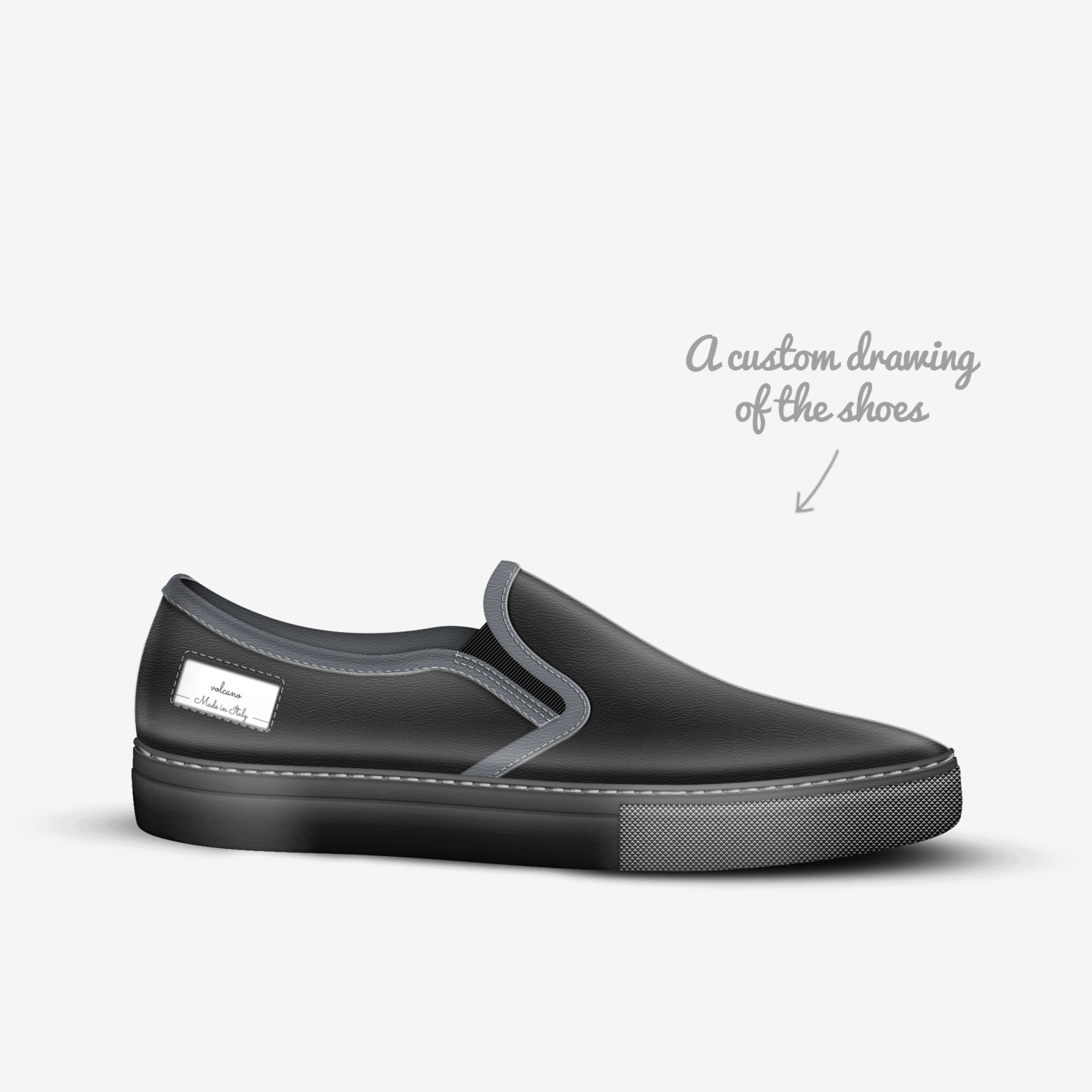 volcano custom made in Italy shoes by Sophia L'Letar | Sketch view