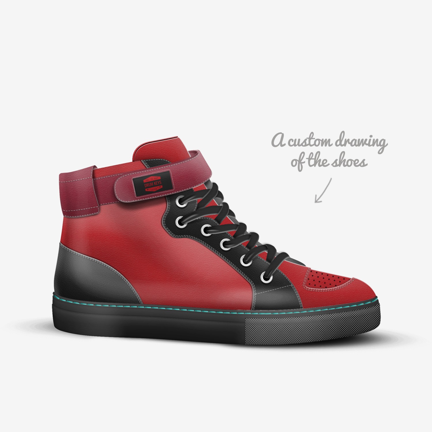 Drum Keys custom made in Italy shoes by Marquise Keys | Sketch view