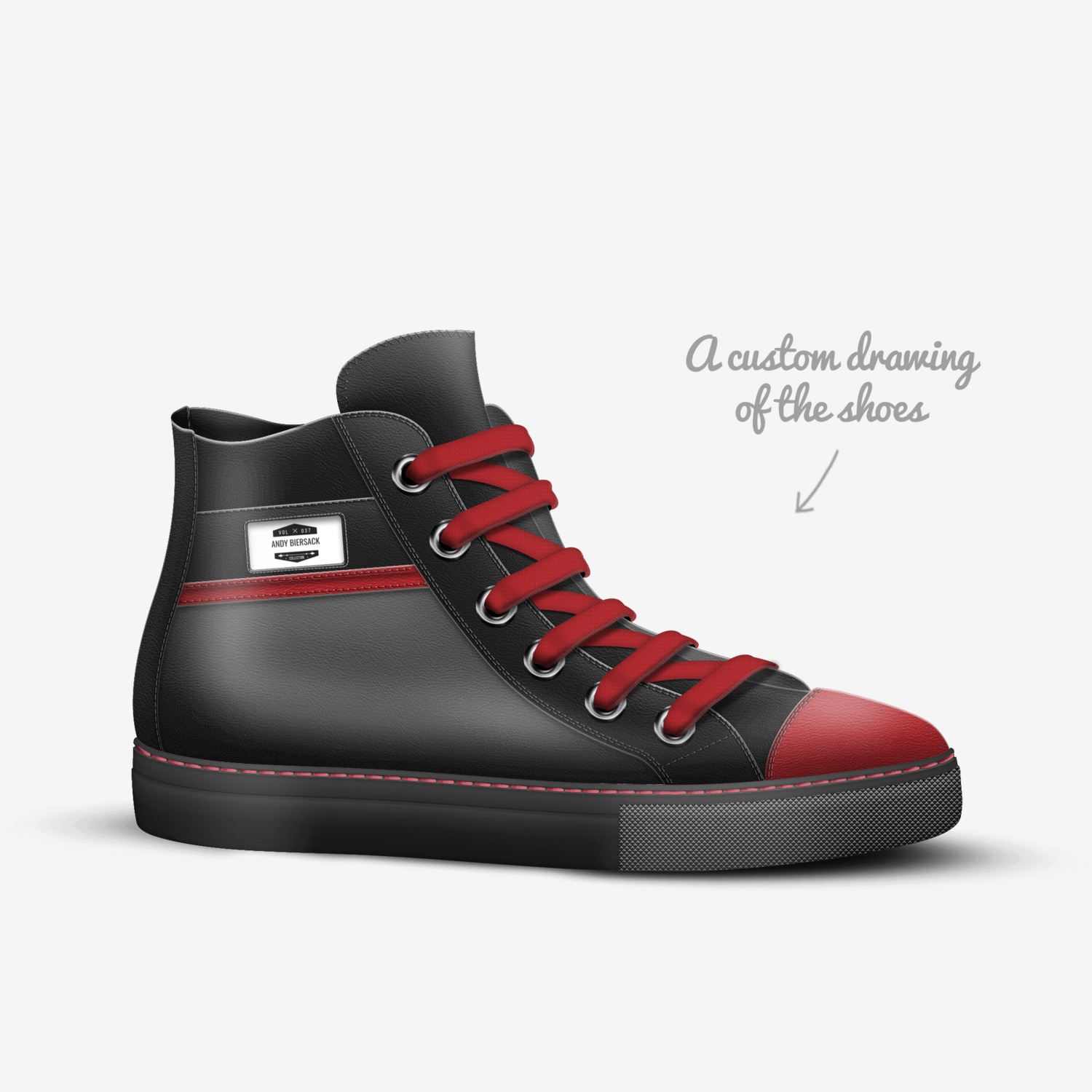 Andy Biersack custom made in Italy shoes by Nathan | Sketch view
