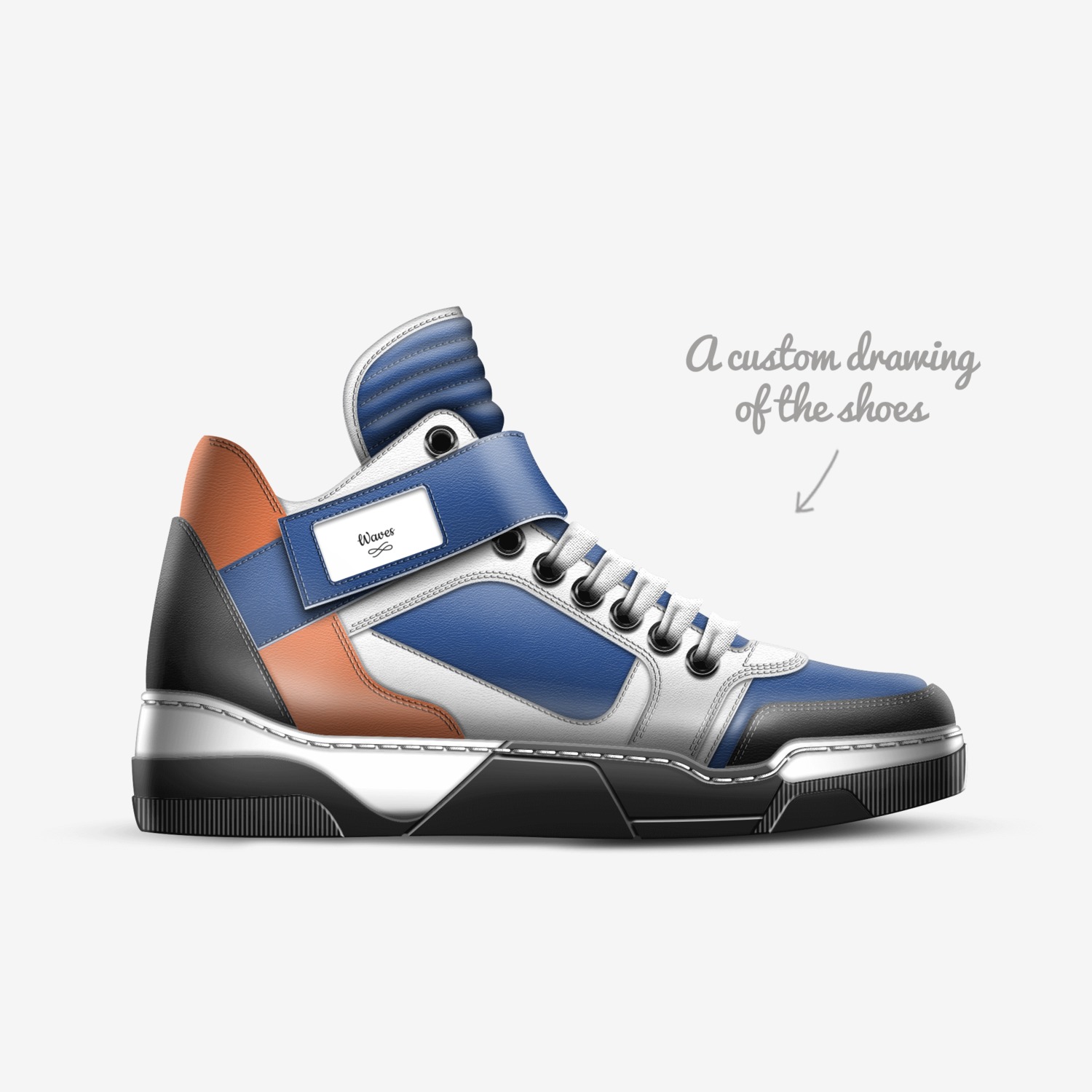 Waves custom made in Italy shoes by Jay | Sketch view