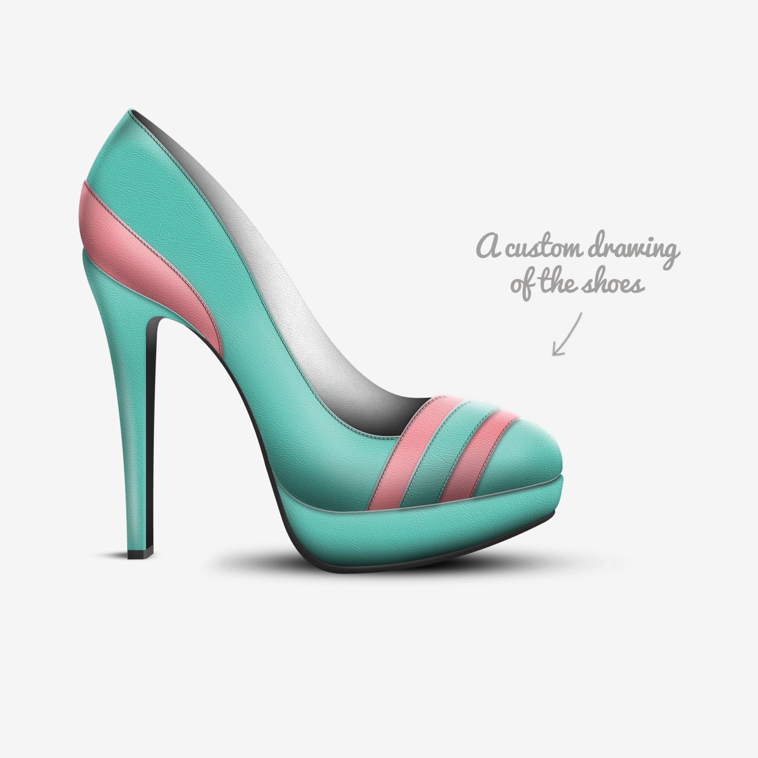 DD W Heel custom made in Italy shoes by Cam Gray | Sketch view