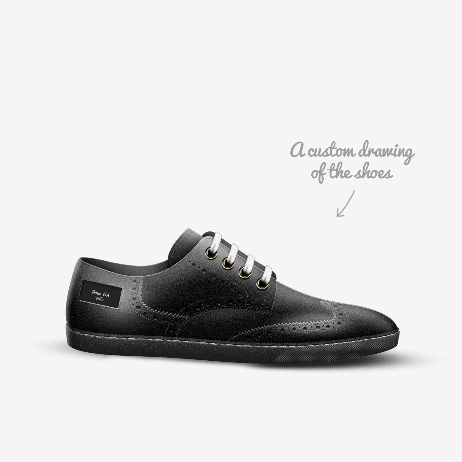 Omar OA custom made in Italy shoes by Omar Alzobiry | Sketch view