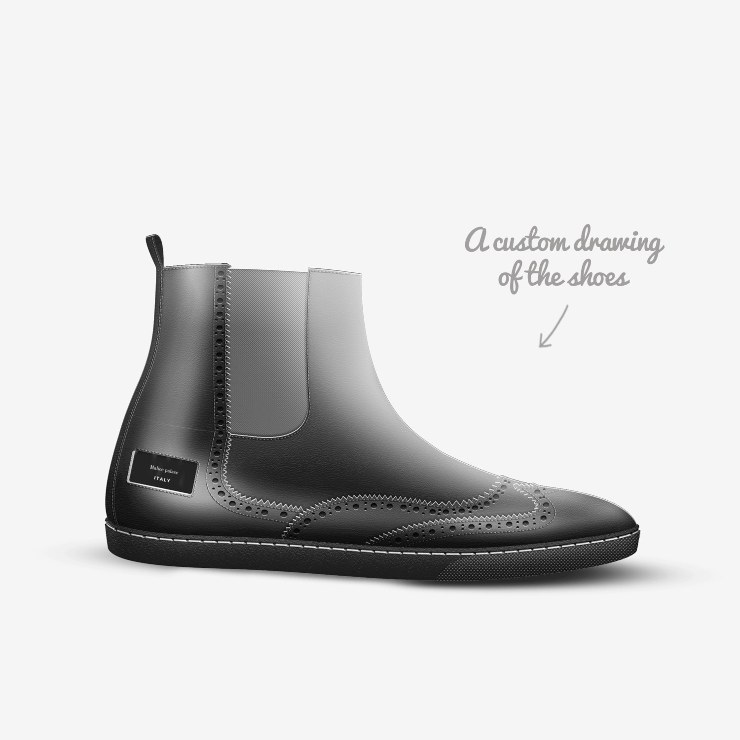 El Diablo custom made in Italy shoes by El Hefe | Sketch view