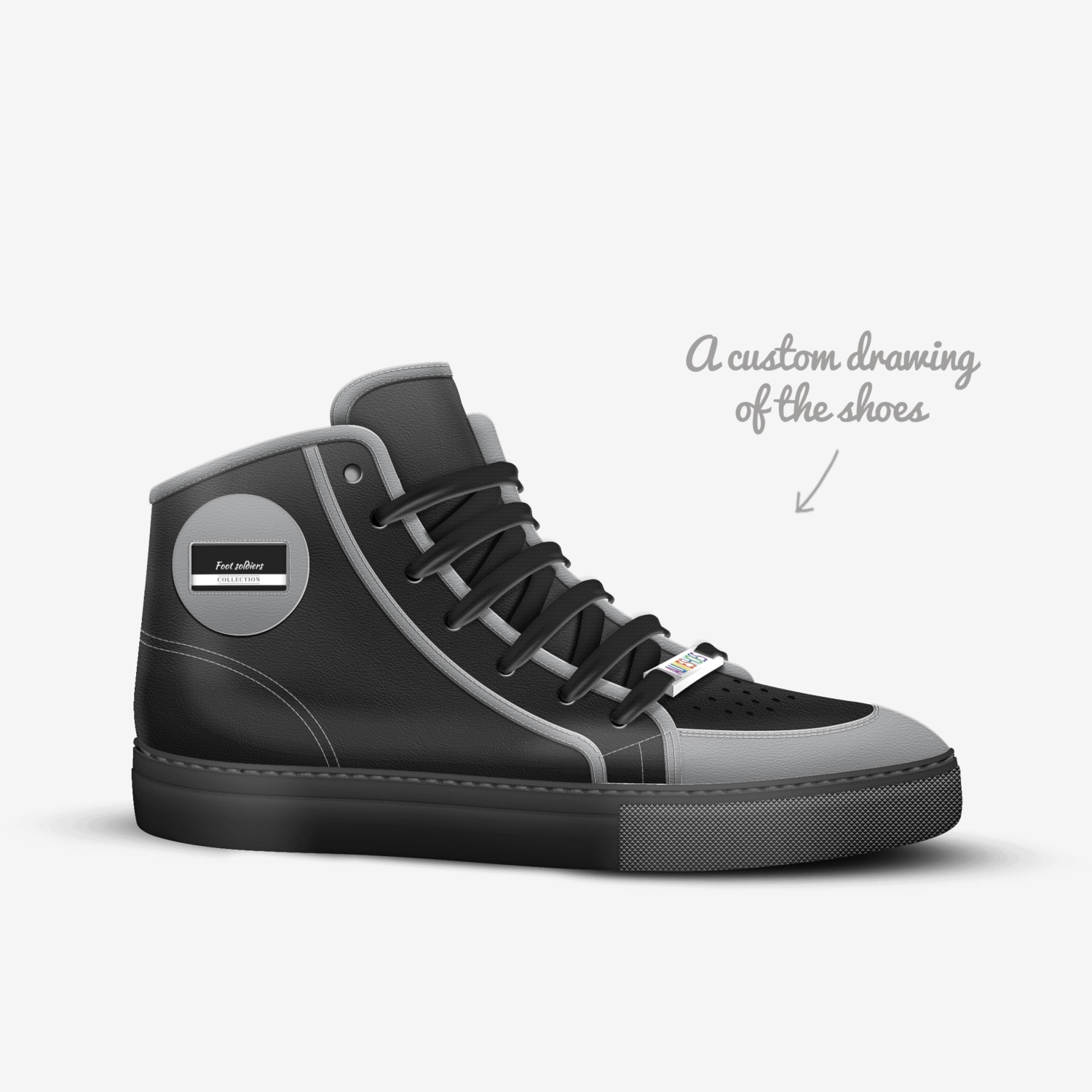 Foot soldiers custom made in Italy shoes by Sam | Sketch view