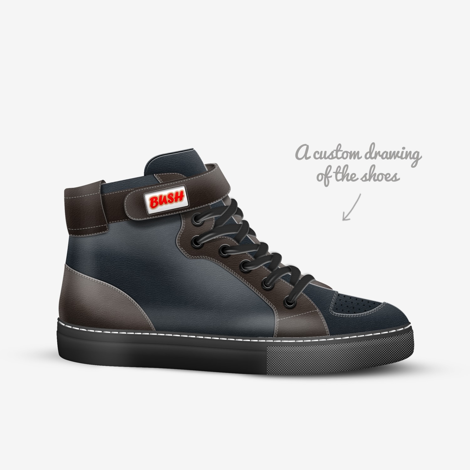 bush custom made in Italy shoes by George Kufa | Sketch view