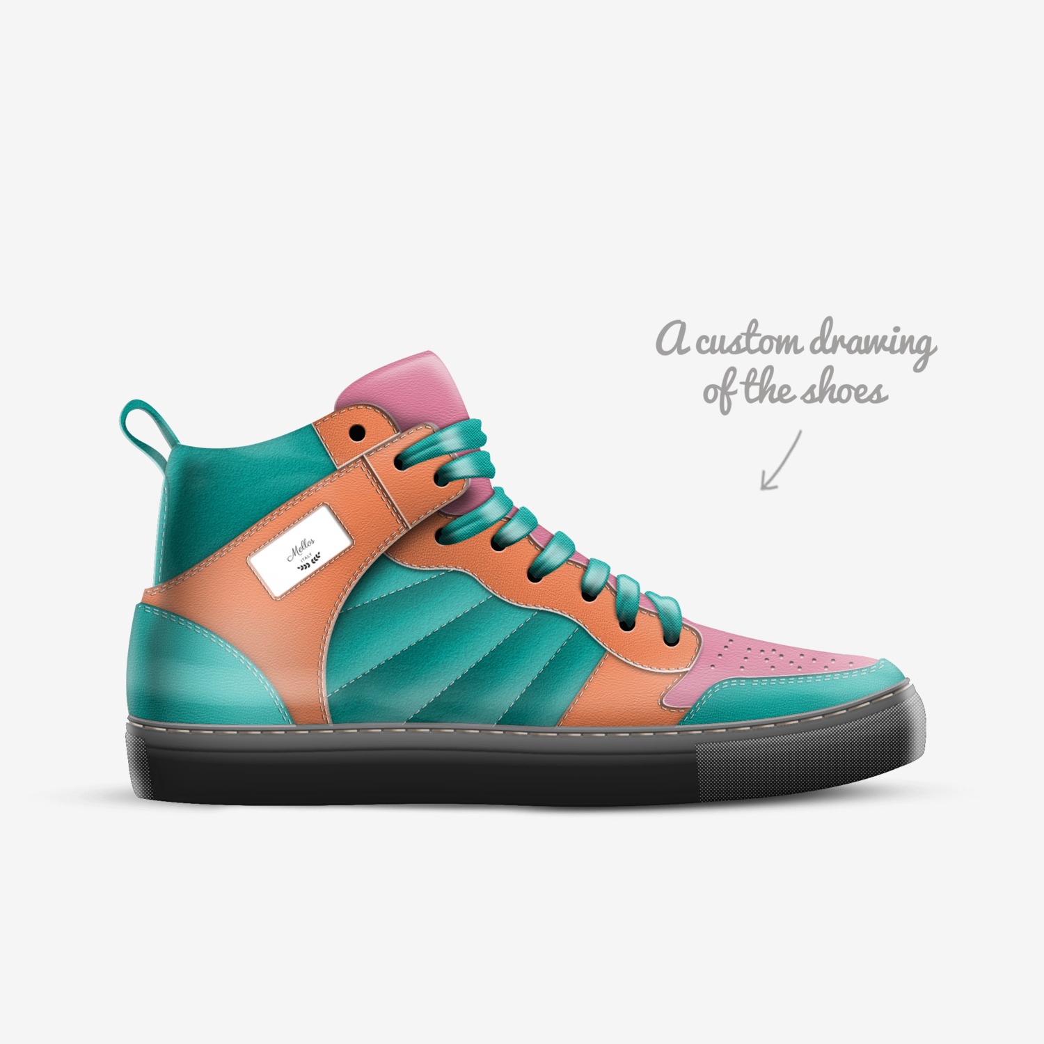 Mellos custom made in Italy shoes by Omari Francis | Sketch view