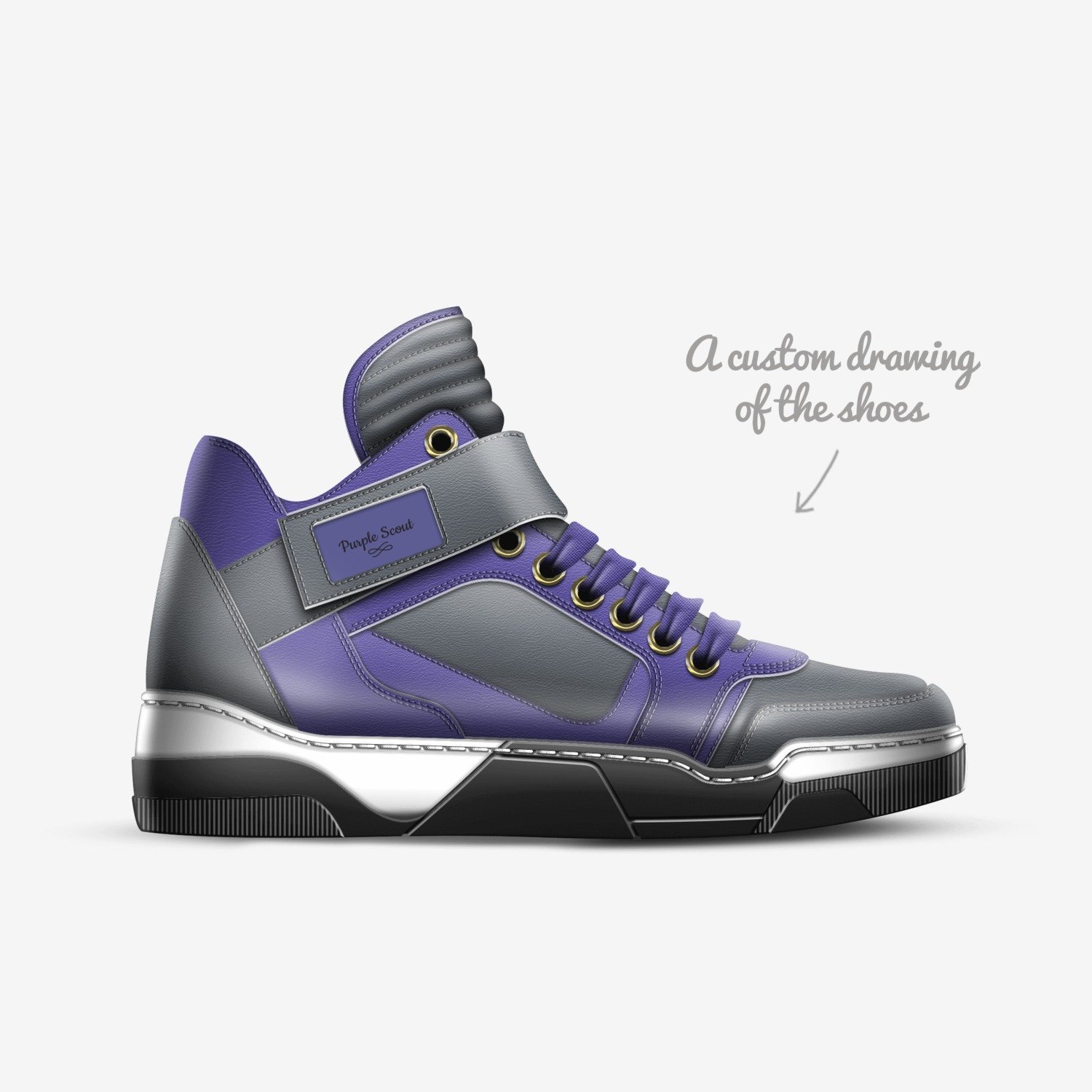Purple Scout custom made in Italy shoes by Streeter Gehrt | Sketch view