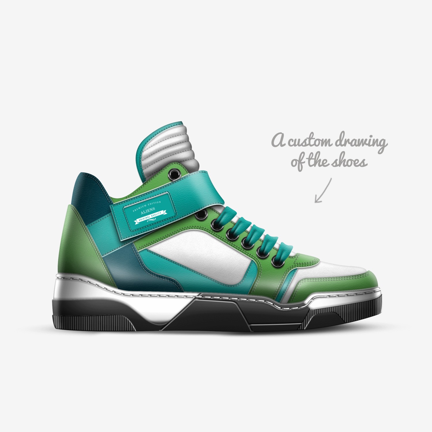 Aliens  custom made in Italy shoes by Lincoln Rivera | Sketch view