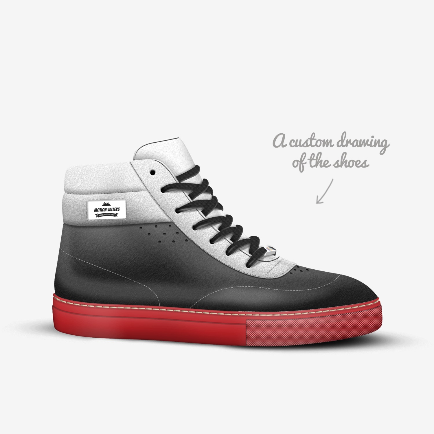 Motion Valleys custom made in Italy shoes by Farrod Wilch | Sketch view