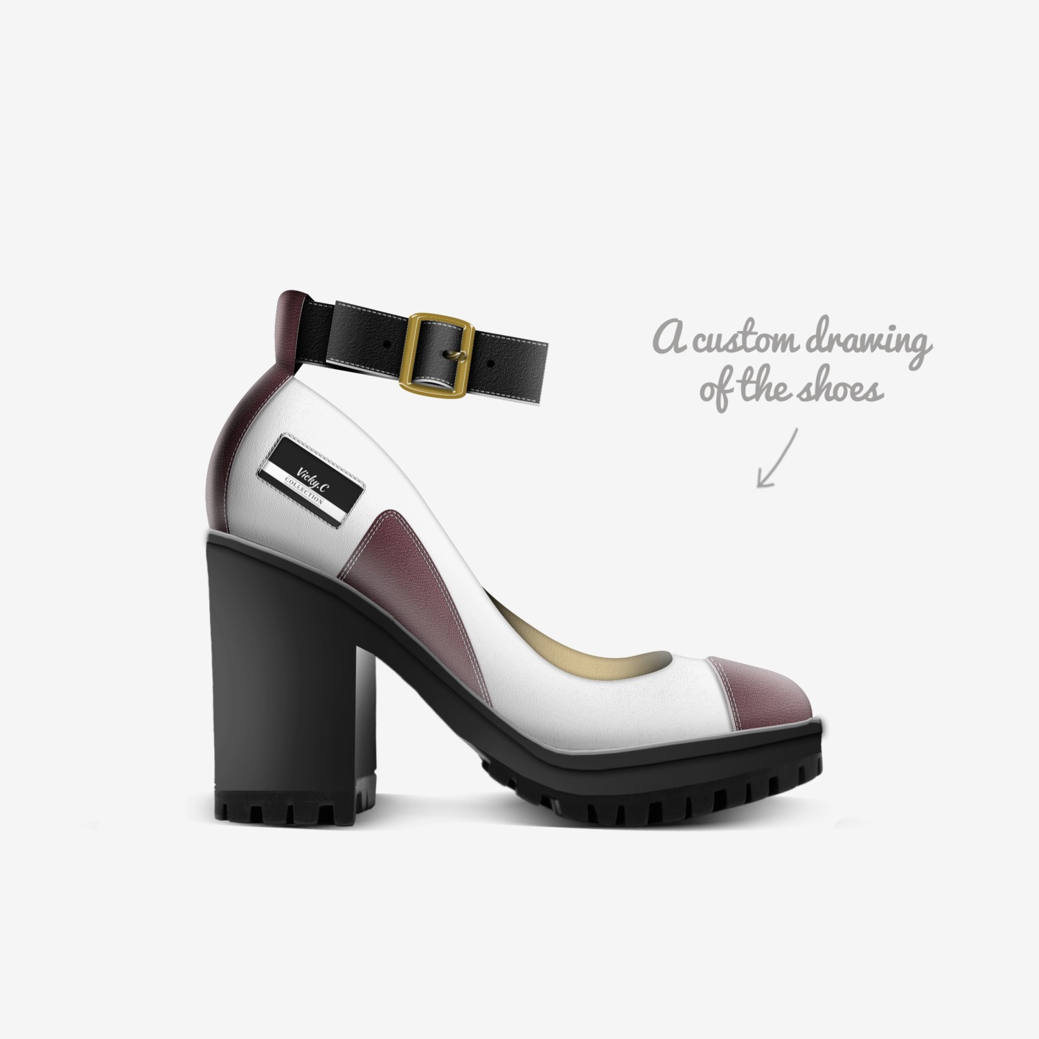 Vicky.C custom made in Italy shoes by Viktoriacikala | Sketch view