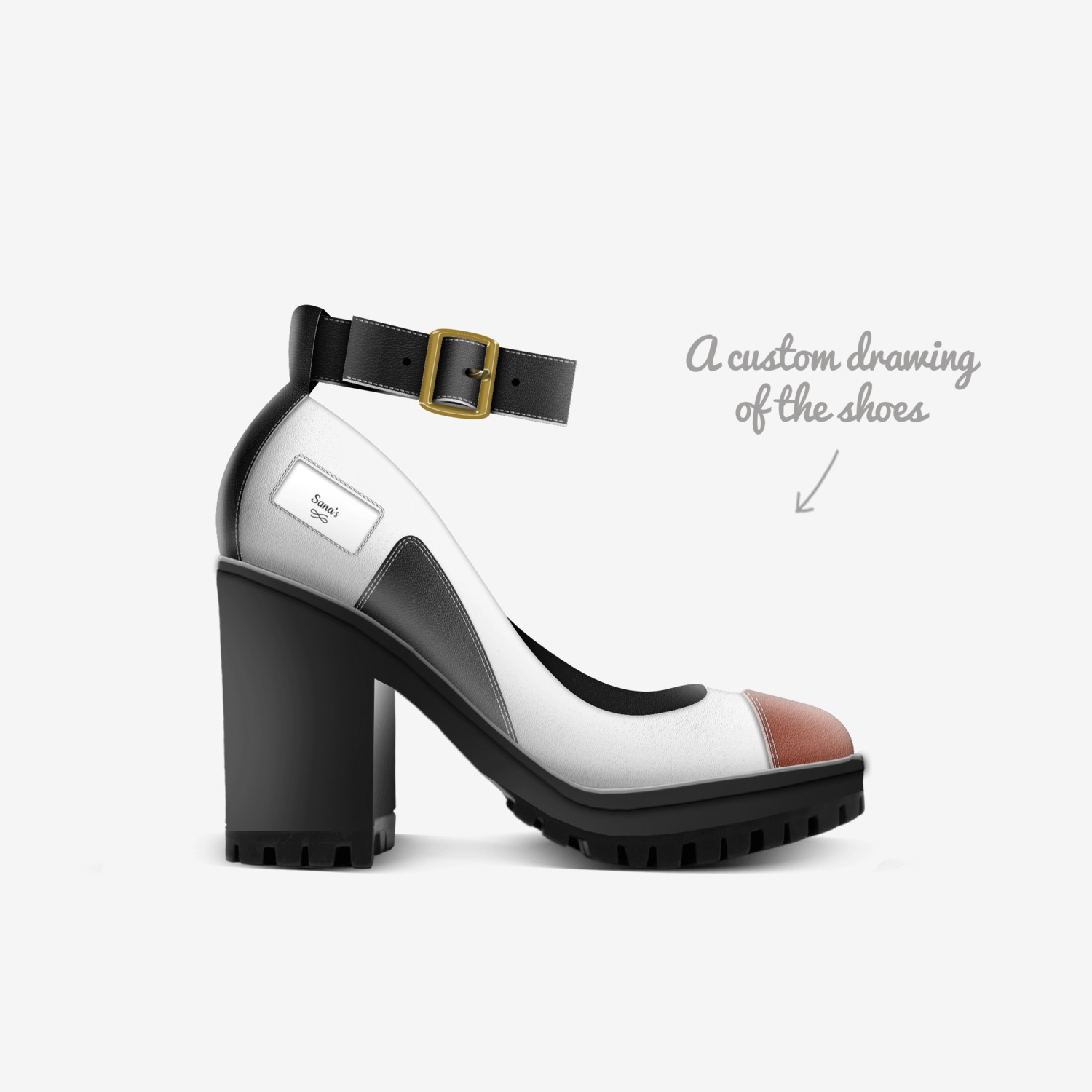 Sana's custom made in Italy shoes by Sana Raja | Sketch view