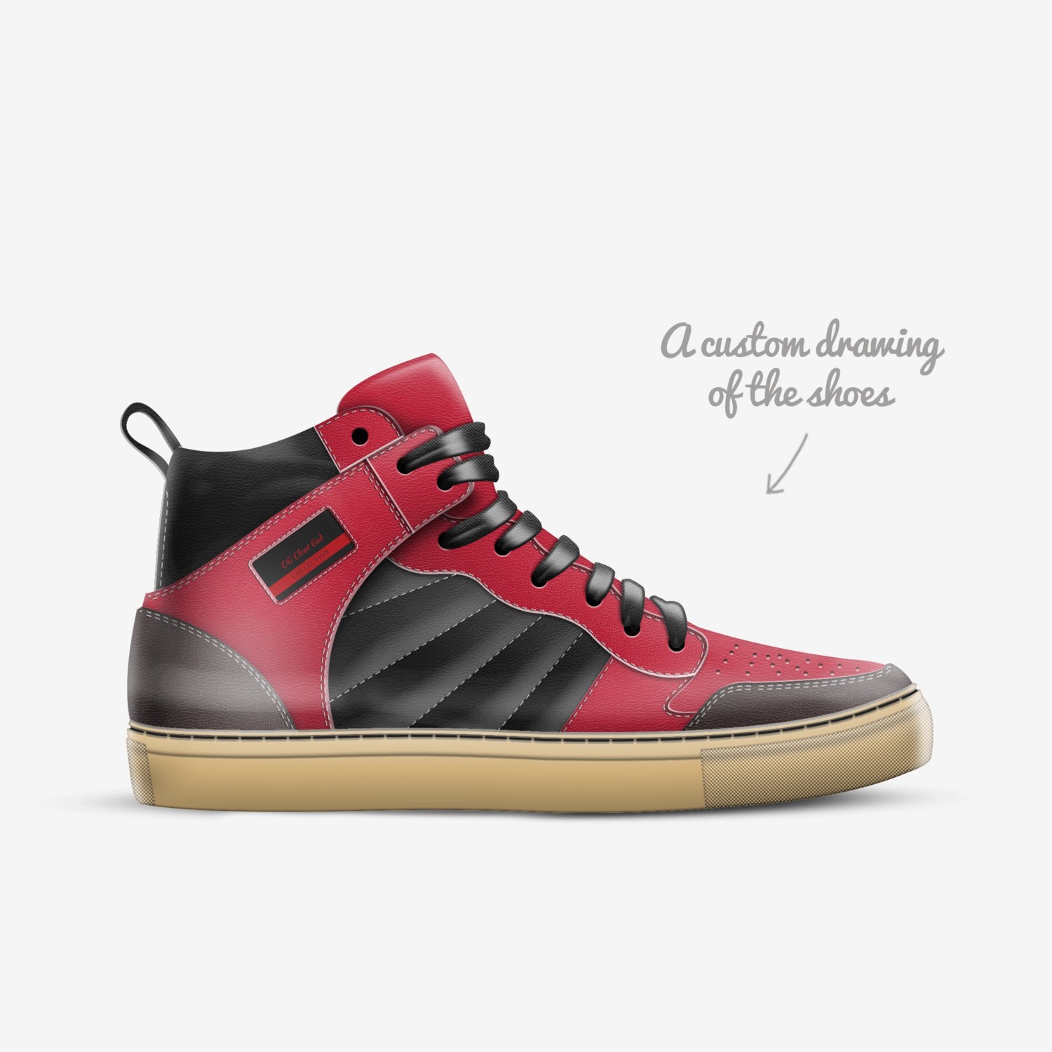 OG Clout God custom made in Italy shoes by Ethan Tibbs | Sketch view