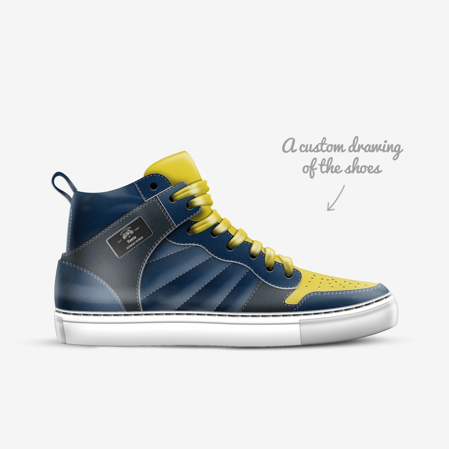 Yeets custom made in Italy shoes by Griffin Mcgee | Sketch view