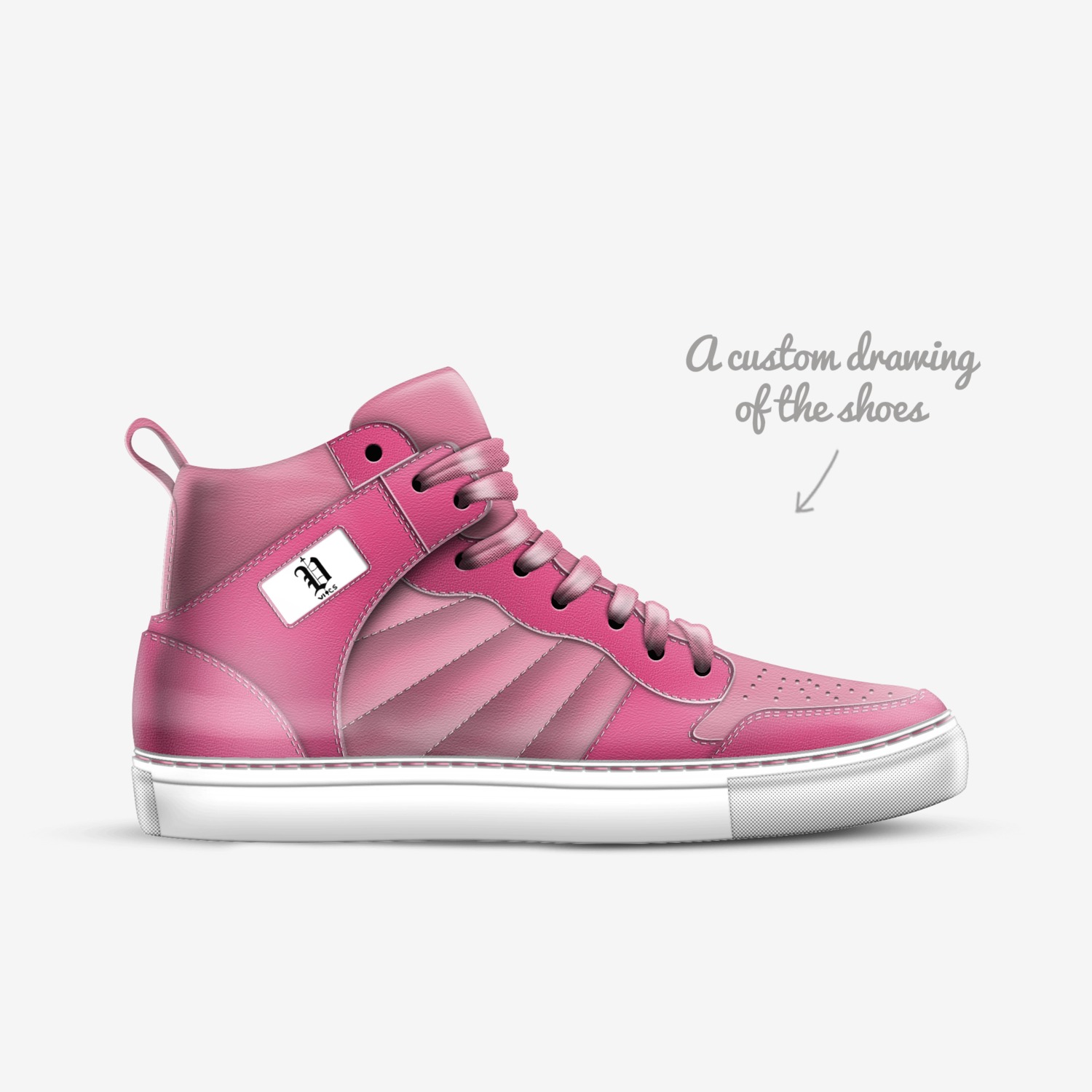 Vics pink custom made in Italy shoes by Brayden Murphy | Sketch view