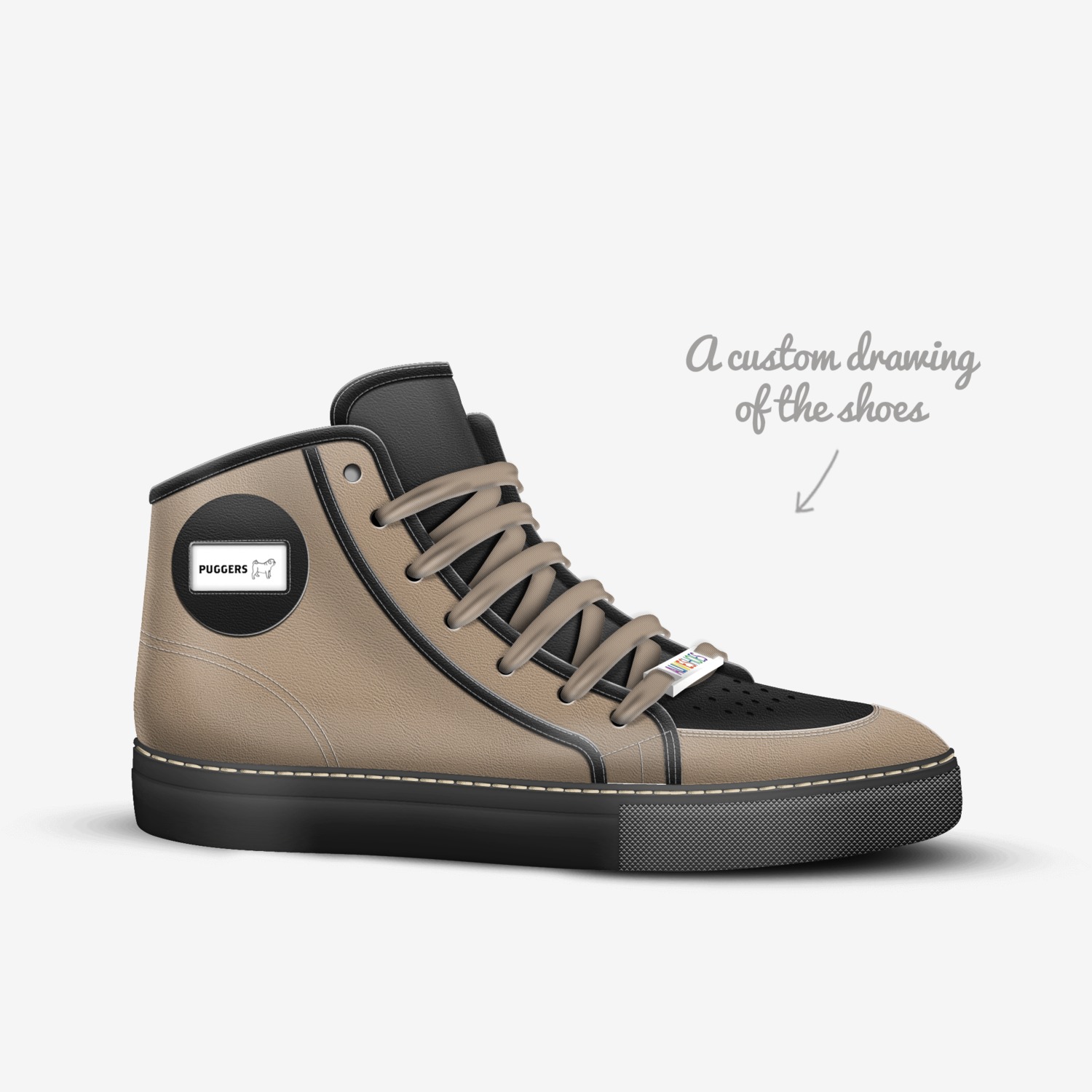 Puggers custom made in Italy shoes by Alyssa | Sketch view