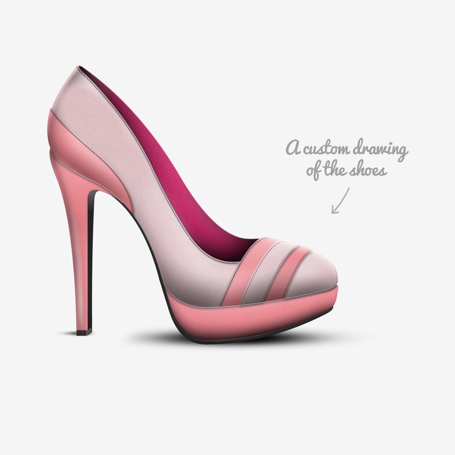 Candy Floss custom made in Italy shoes by Beatrice Redi | Sketch view