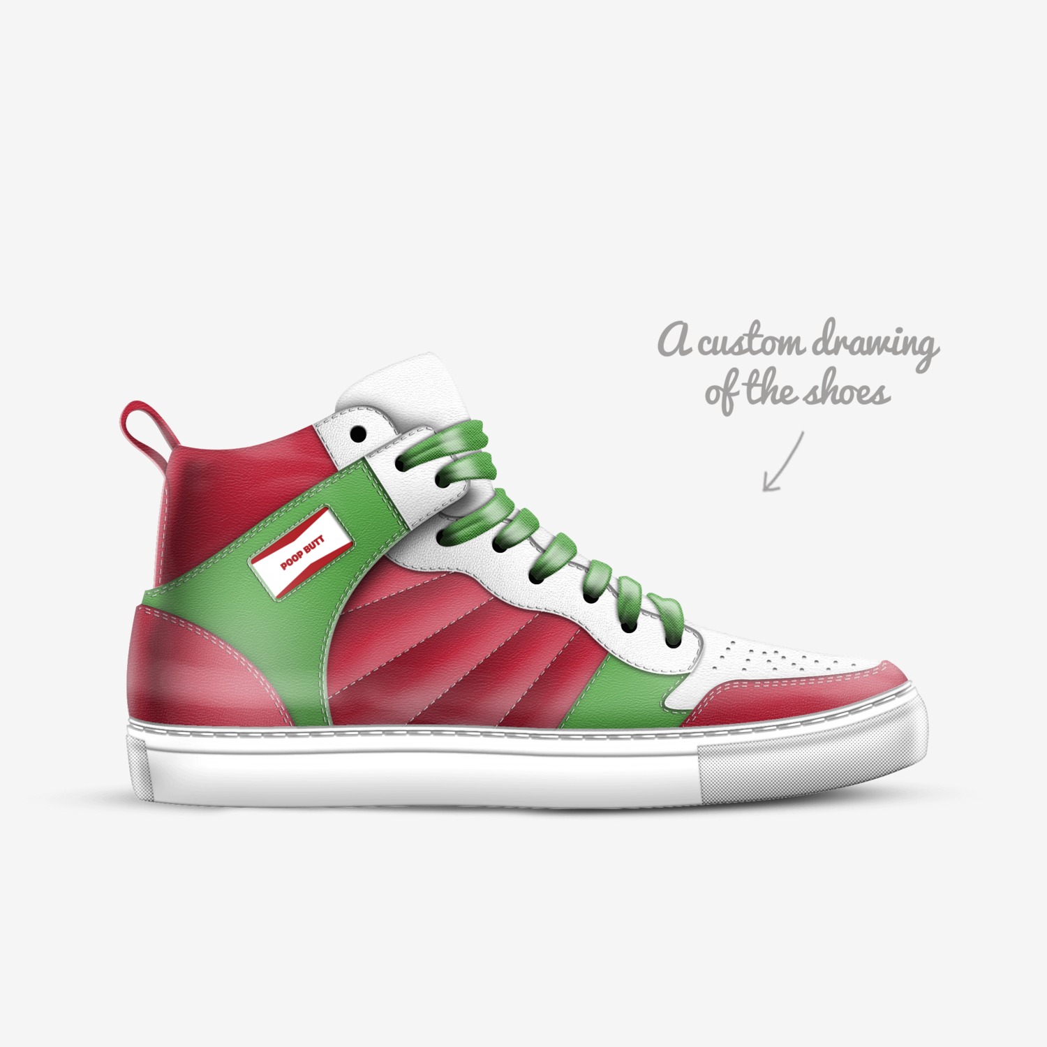 POOP BUTT custom made in Italy shoes by Bookshop8 | Sketch view