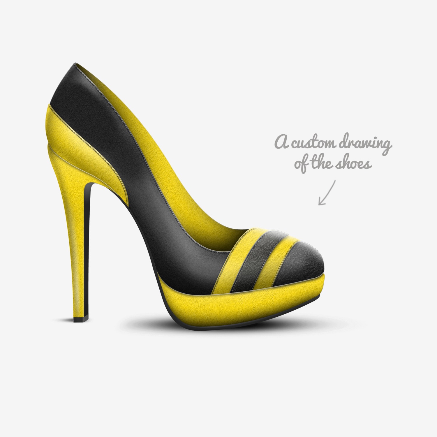 Busy Bee 🐝  custom made in Italy shoes by Beatrice Redi | Sketch view
