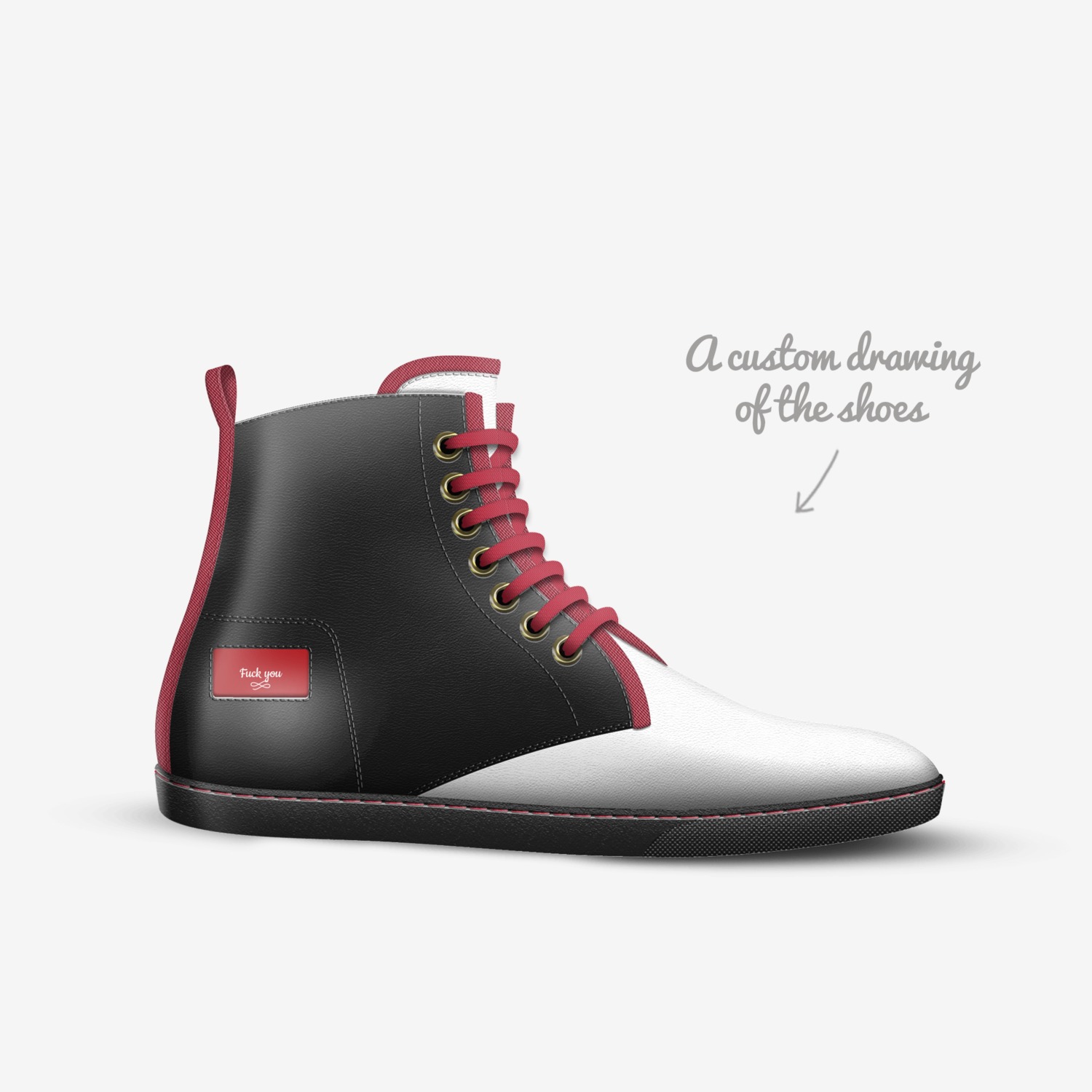Fuck you custom made in Italy shoes by Lonnie Mccool | Sketch view