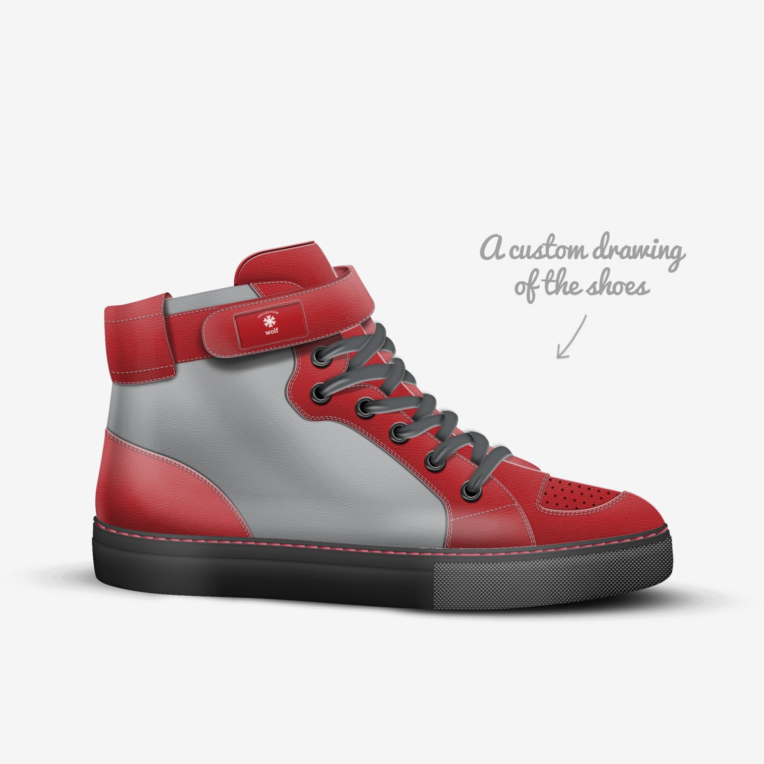 wolf custom made in Italy shoes by Golden | Sketch view