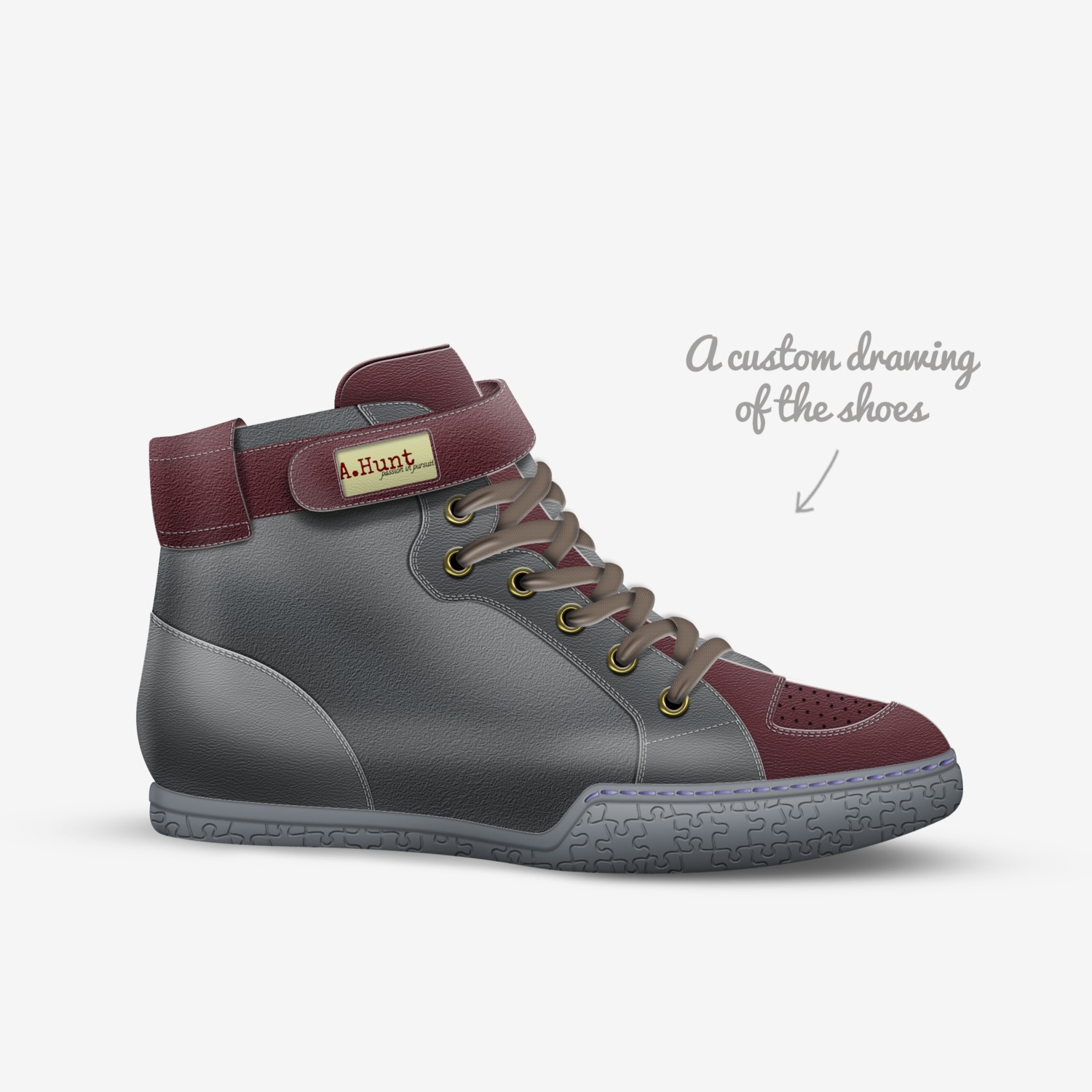 A.Hunt custom made in Italy shoes by Myran Hunter | Sketch view