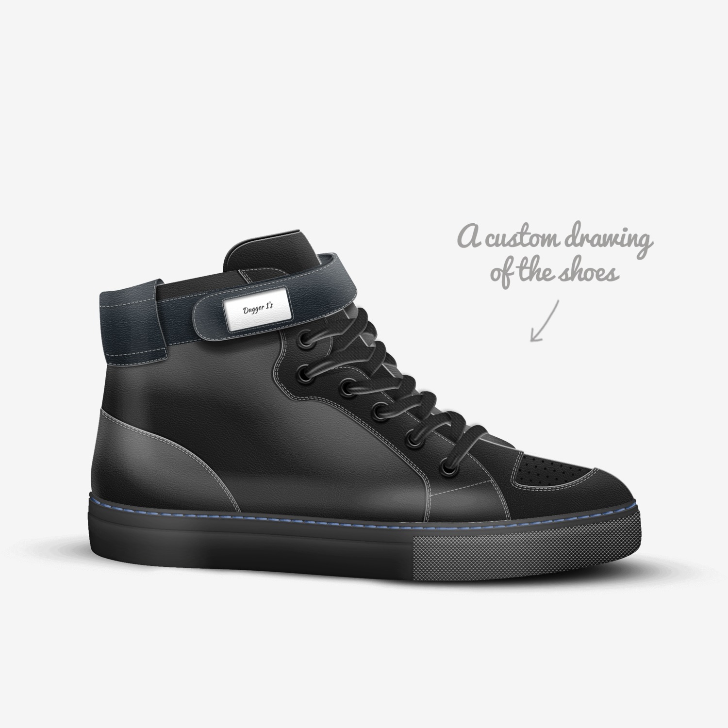 Dagger 1's custom made in Italy shoes by Frank Xie | Sketch view