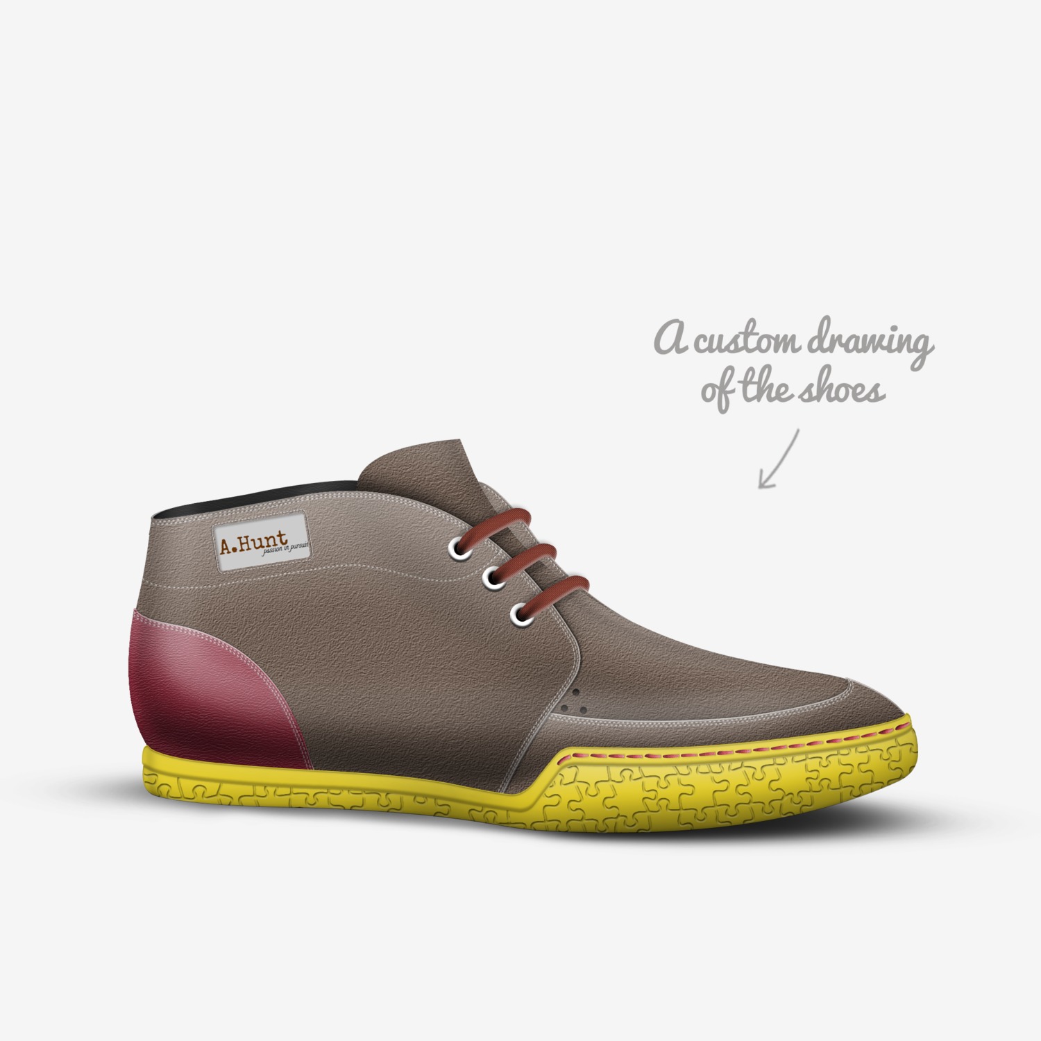 A.Hunt custom made in Italy shoes by Myran Hunter | Sketch view