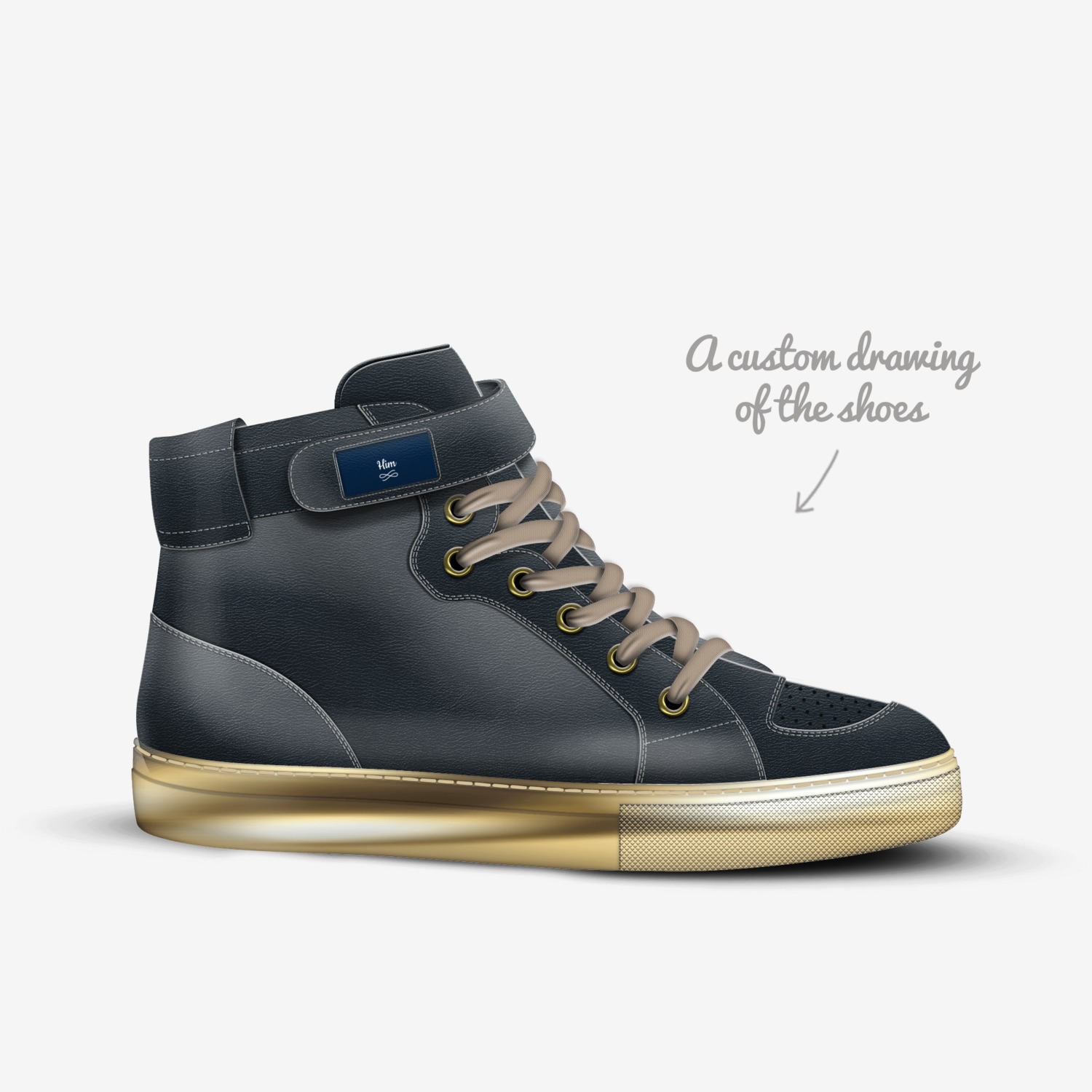 Him custom made in Italy shoes by Stefanie Black | Sketch view