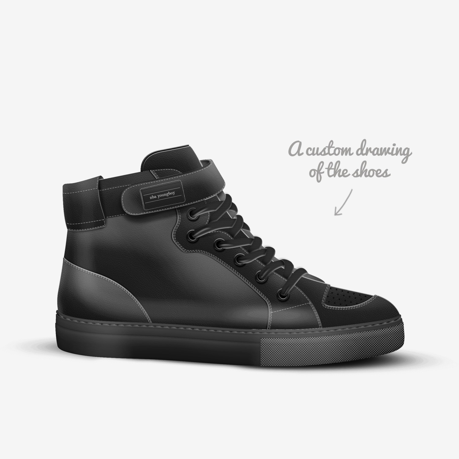 nba youngboy custom made in Italy shoes by Hannah | Sketch view