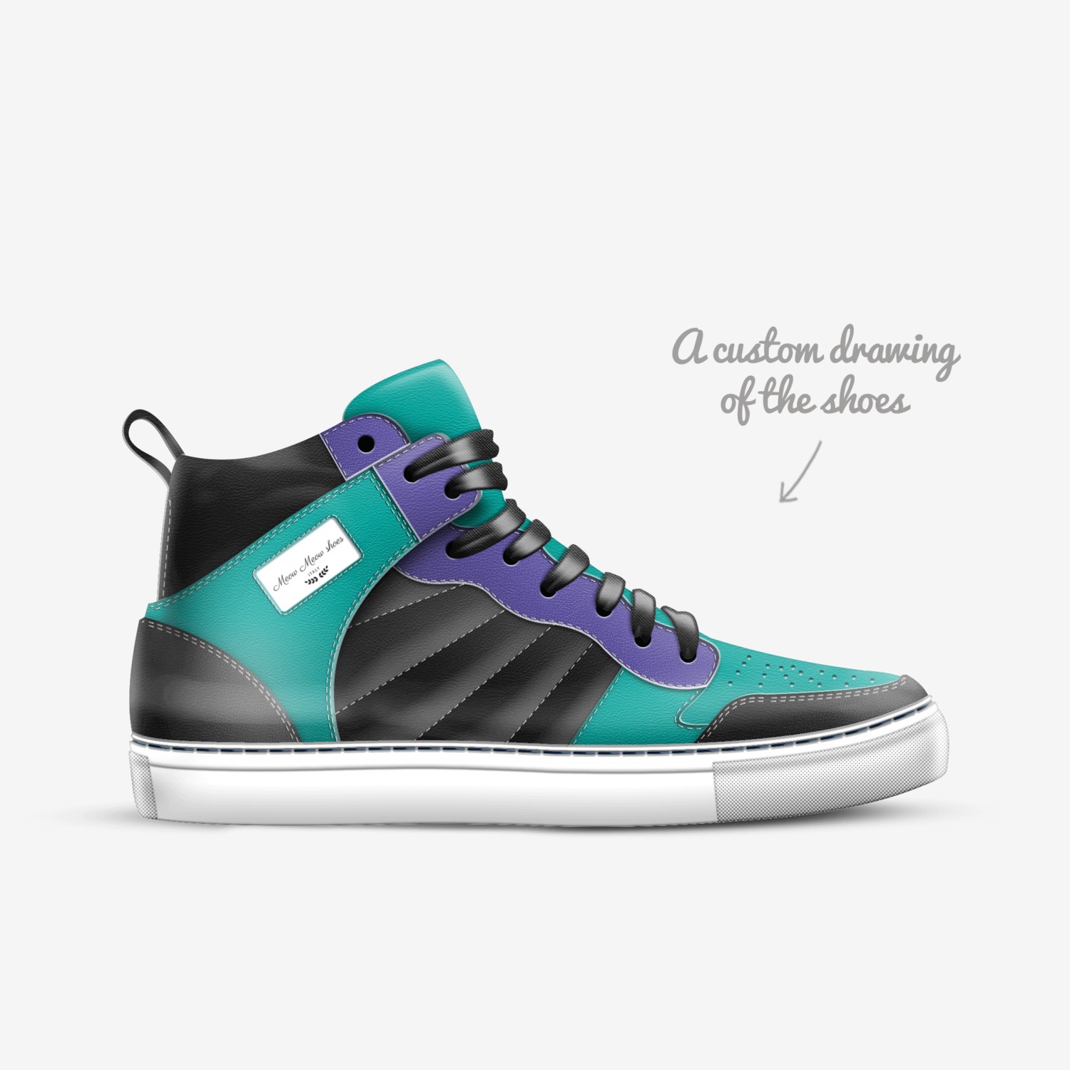 Meow Meow shoes custom made in Italy shoes by Music | Sketch view