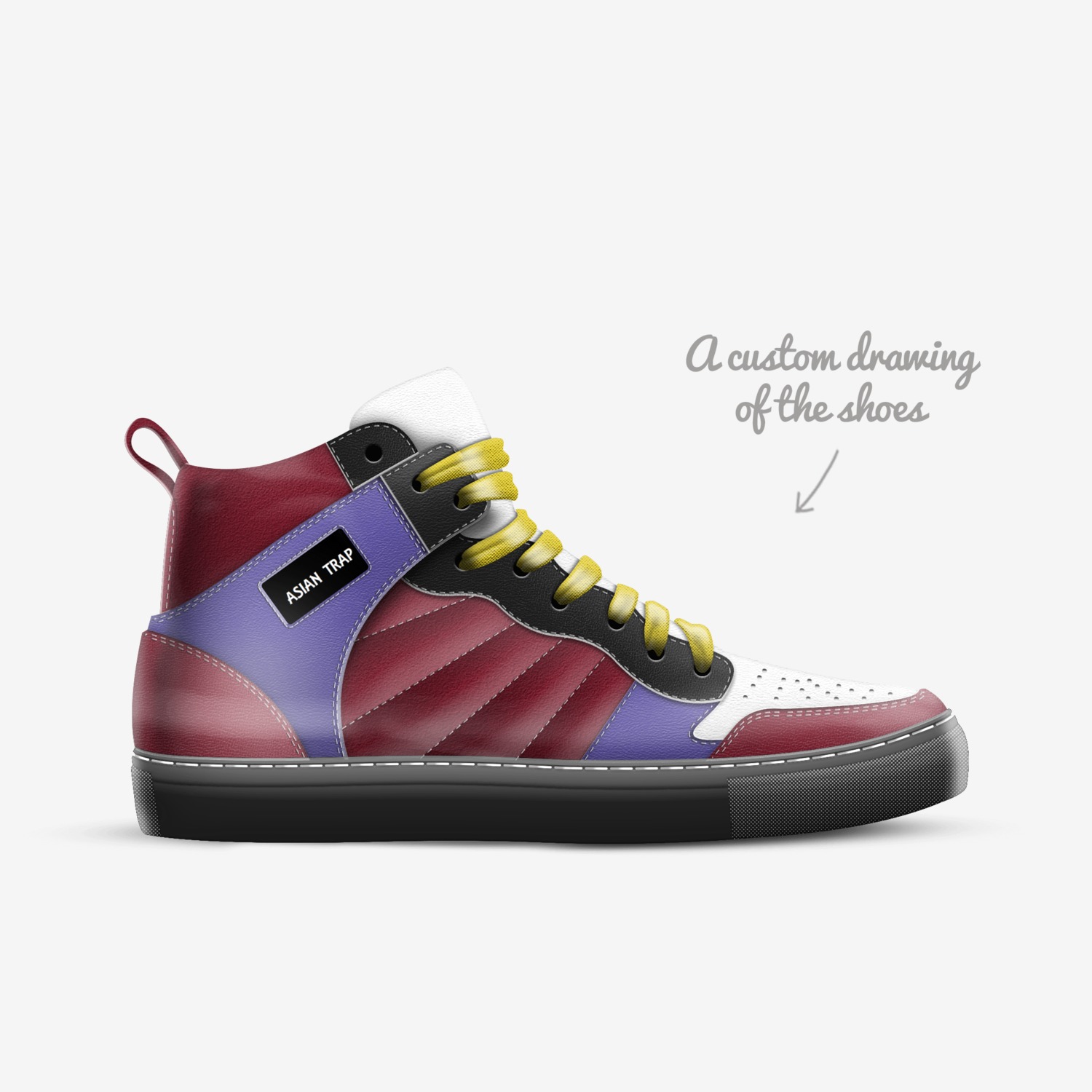 Hyke Sneakers custom made in Italy shoes by Djibril Mounanah | Sketch view