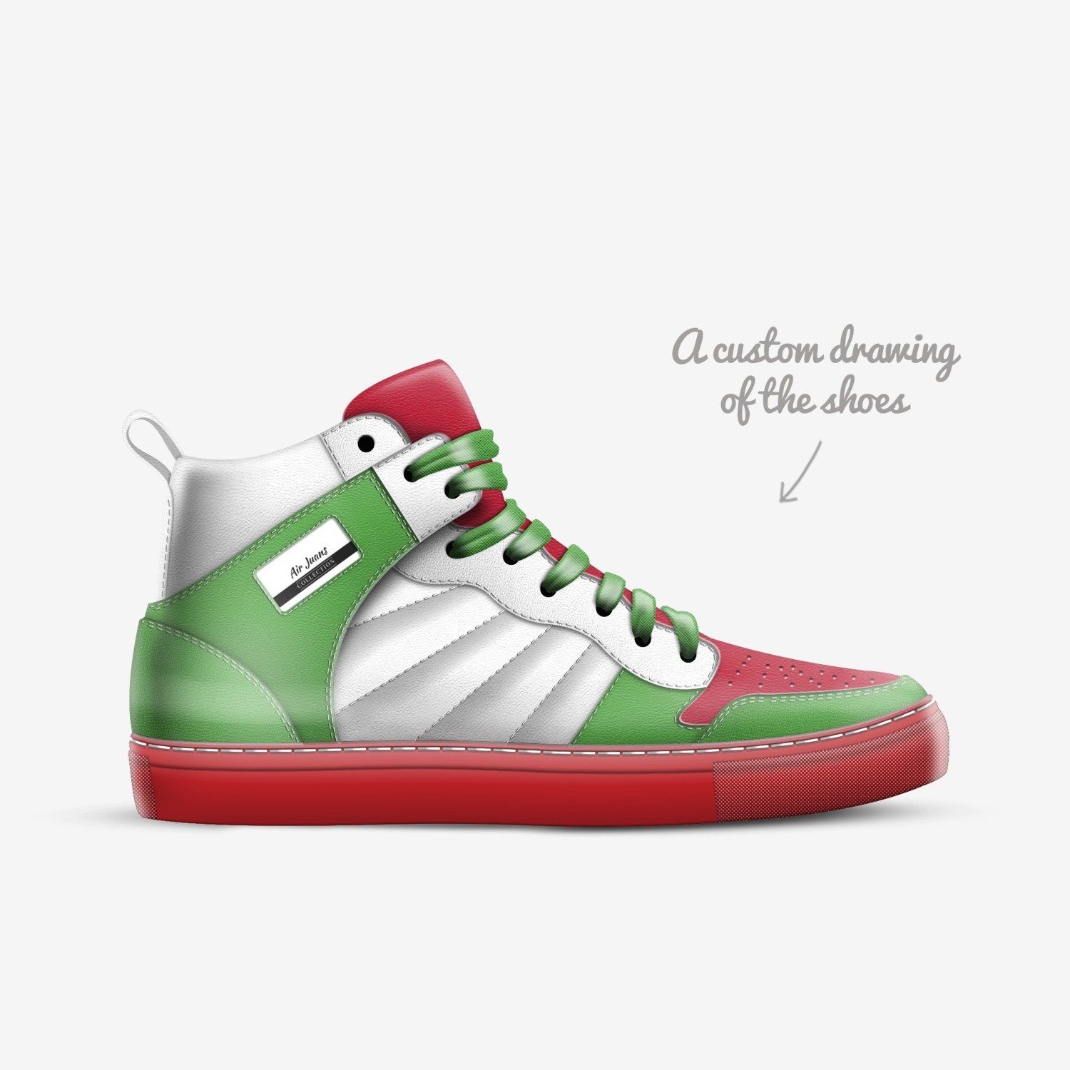 Air Juans custom made in Italy shoes by John Wallman | Sketch view