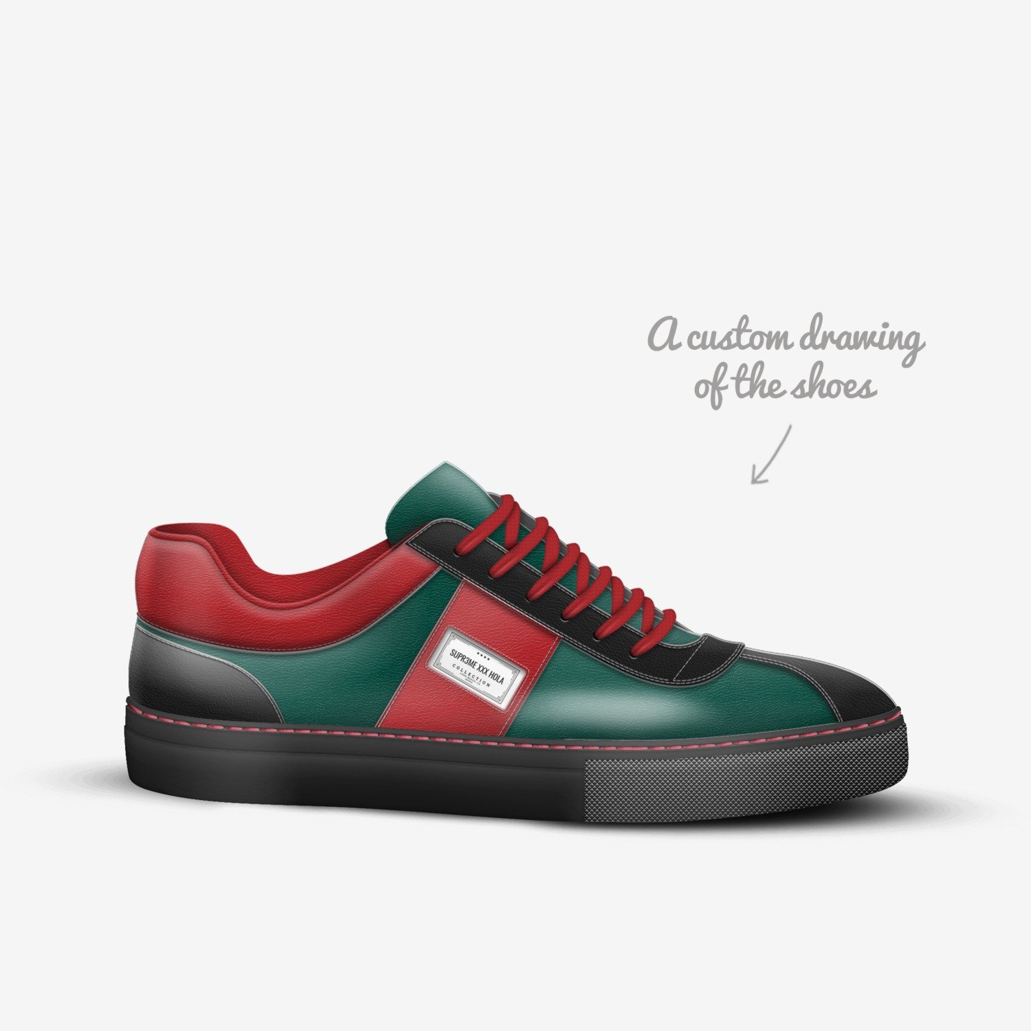 Supr3me xxx Hola custom made in Italy shoes by Reece Marshall | Sketch view