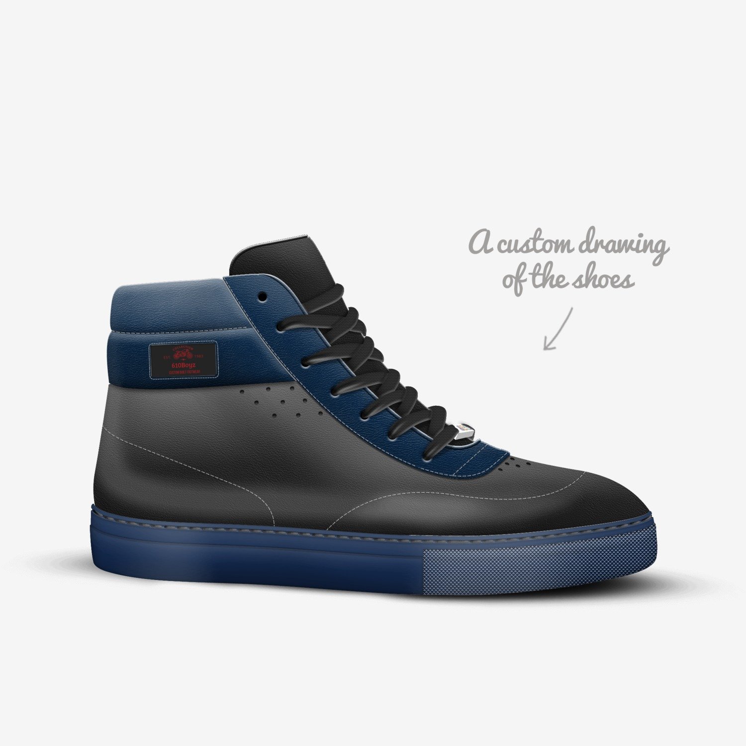 610Boyz custom made in Italy shoes by David Ramirez | Sketch view