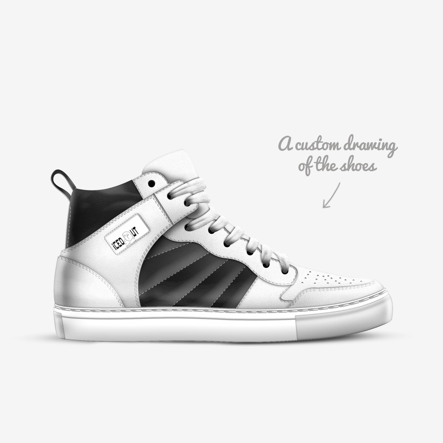 Iced Out custom made in Italy shoes by Dante Mitchell | Sketch view