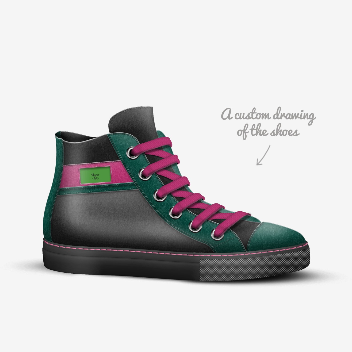 Flyers custom made in Italy shoes by Retr0 Defalt | Sketch view